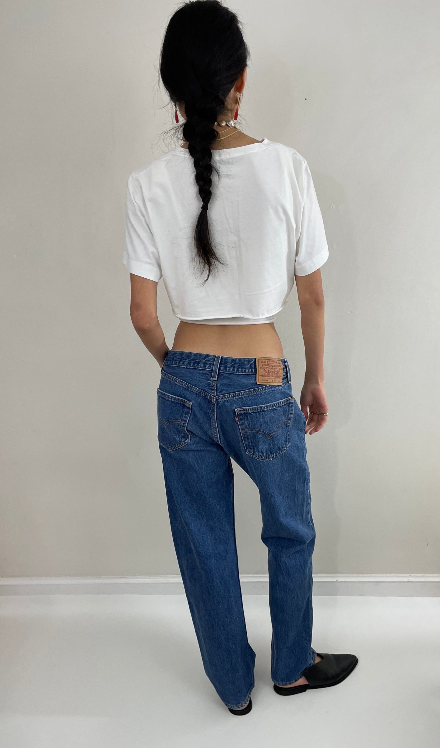 vintage 80s Levi's 501 faded button fly medium wash red tab Levis iconic jeans made in USA size 32 x 30