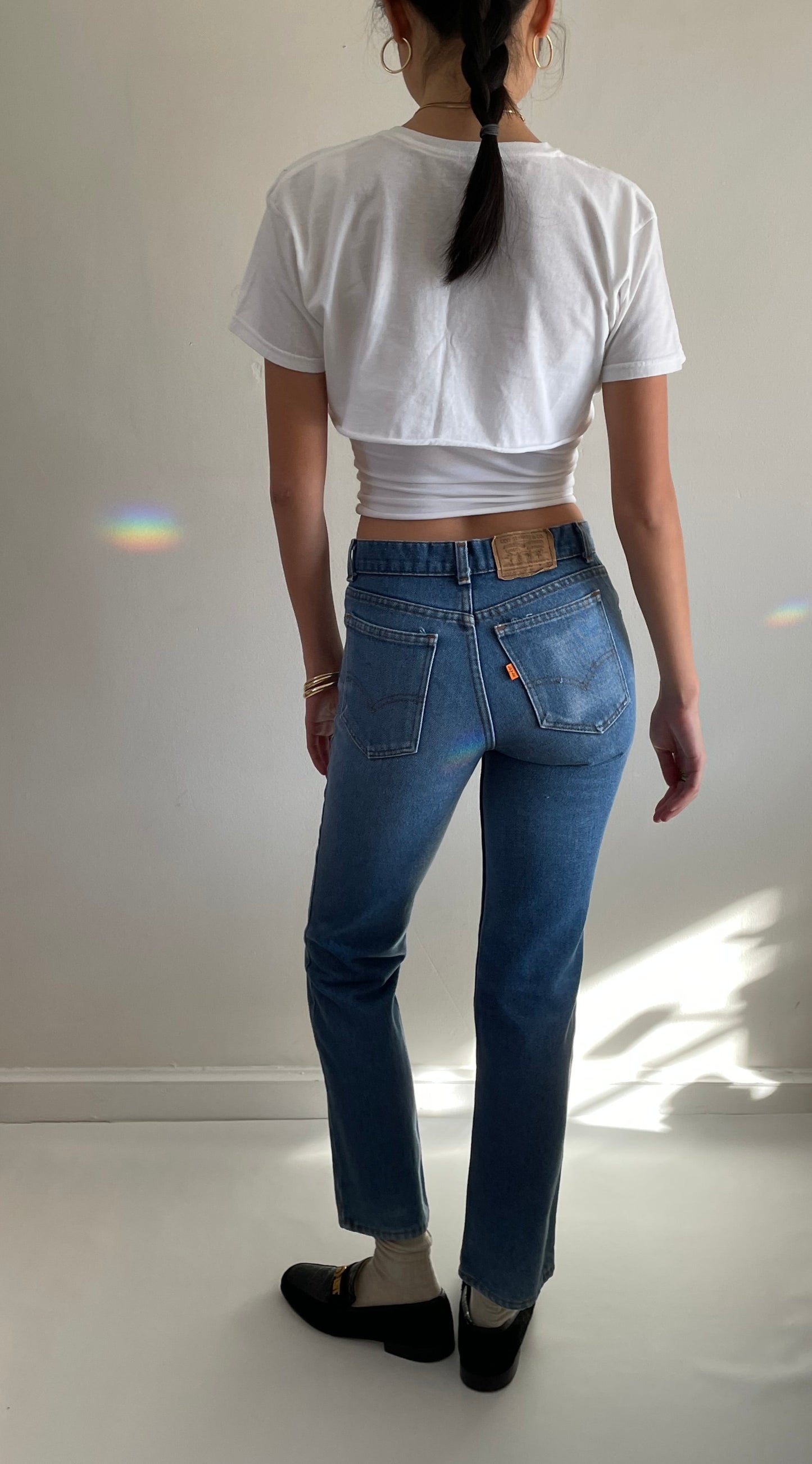 70s Levi's orange tab high waisted Levis jeans small student size 27 XS