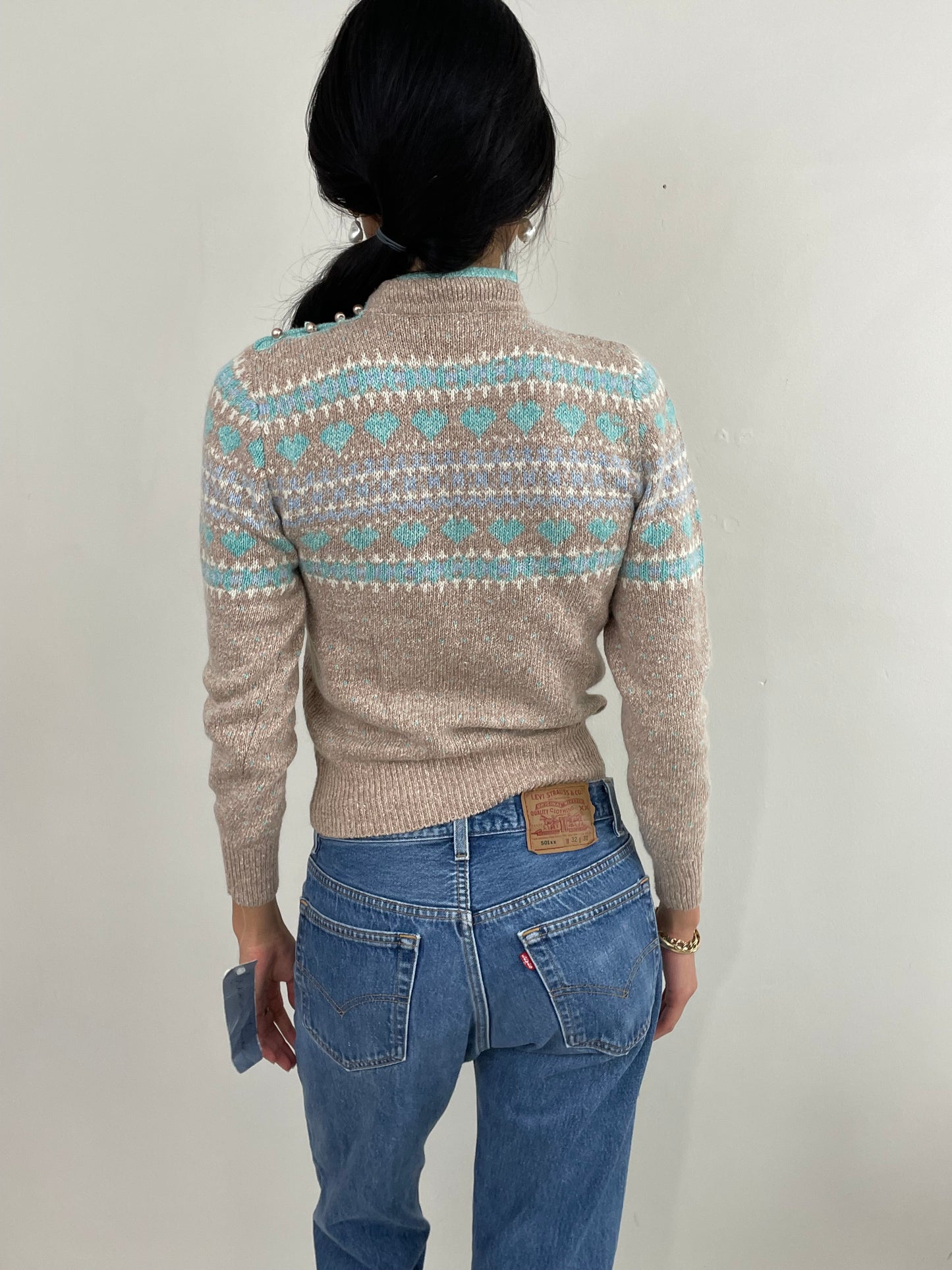 Vintage NWT Fair Isle Cottage Core Silk Blend Sweater Small