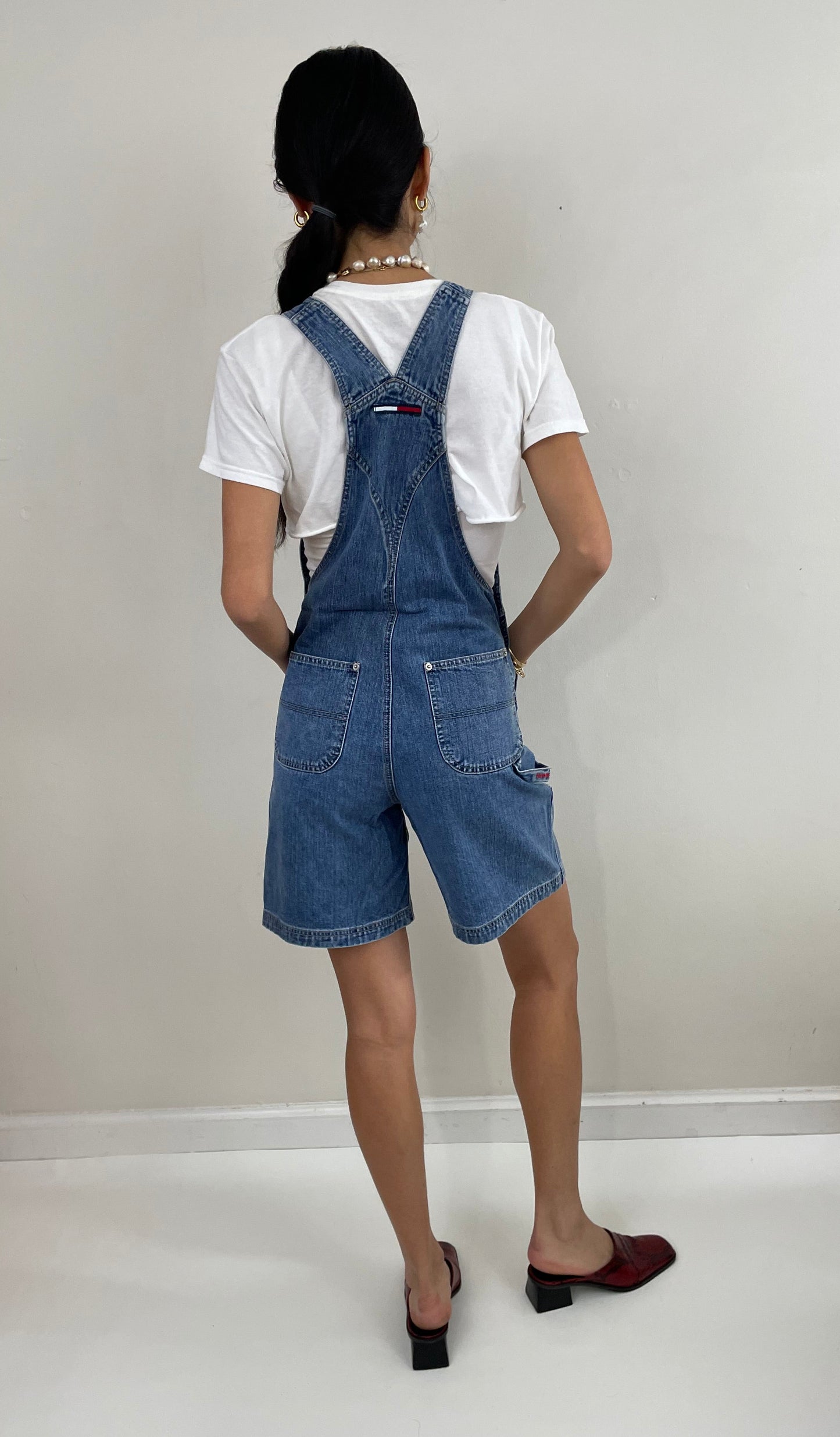 Vintage Y2K Tommy Hilfiger Bib Short Overalls Medium