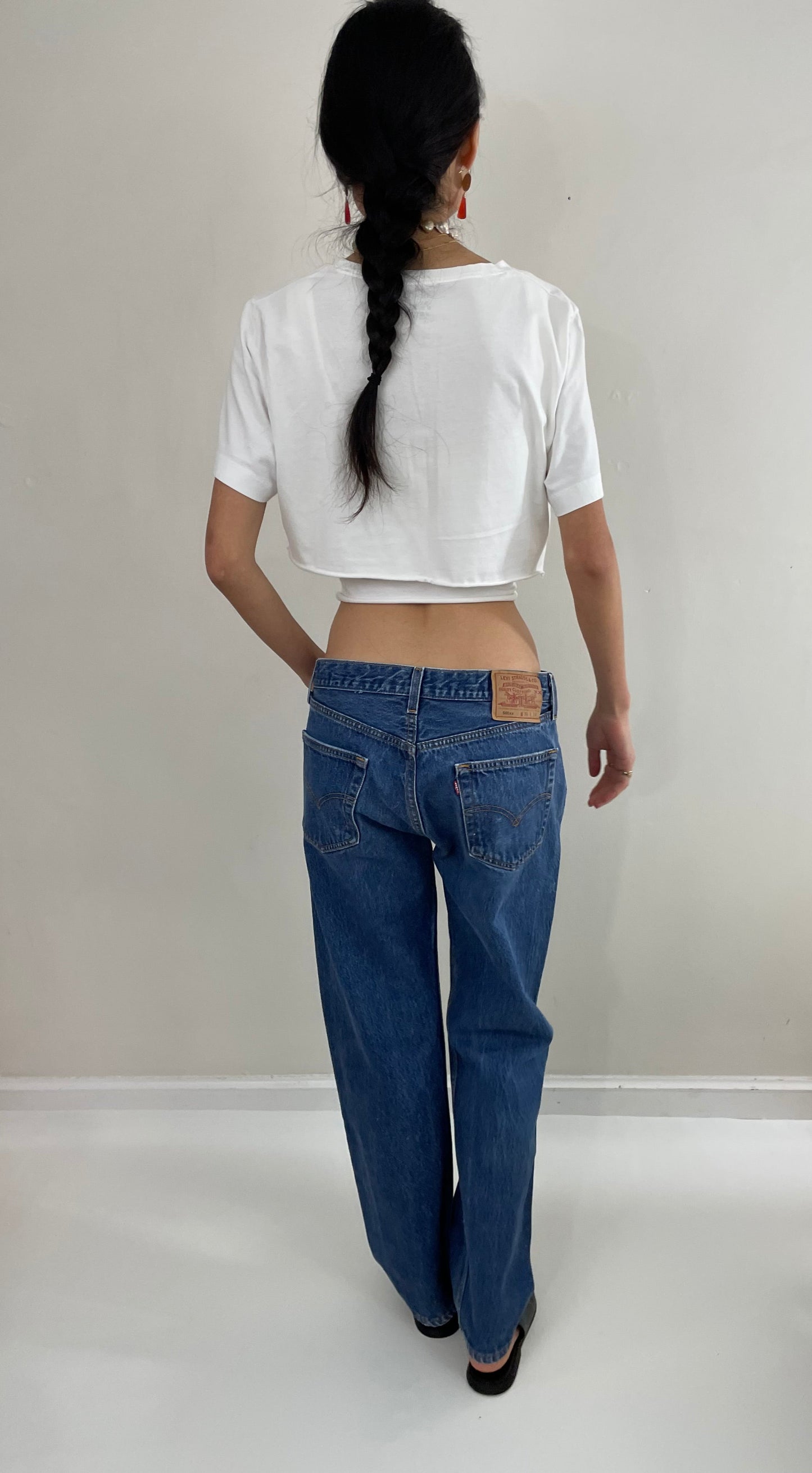 vintage 80s Levi's 501 faded button fly medium wash red tab Levis iconic jeans made in USA size 32 x 30