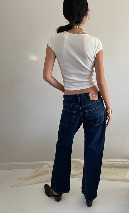 vintage Levi's 517 dark wash boyfriend cowboy zipper fly Levis jeans size 32 x 30