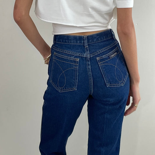 80s vintage Calvin Klein medium wash iconic American designer jeans made in USA size 24 x 28
