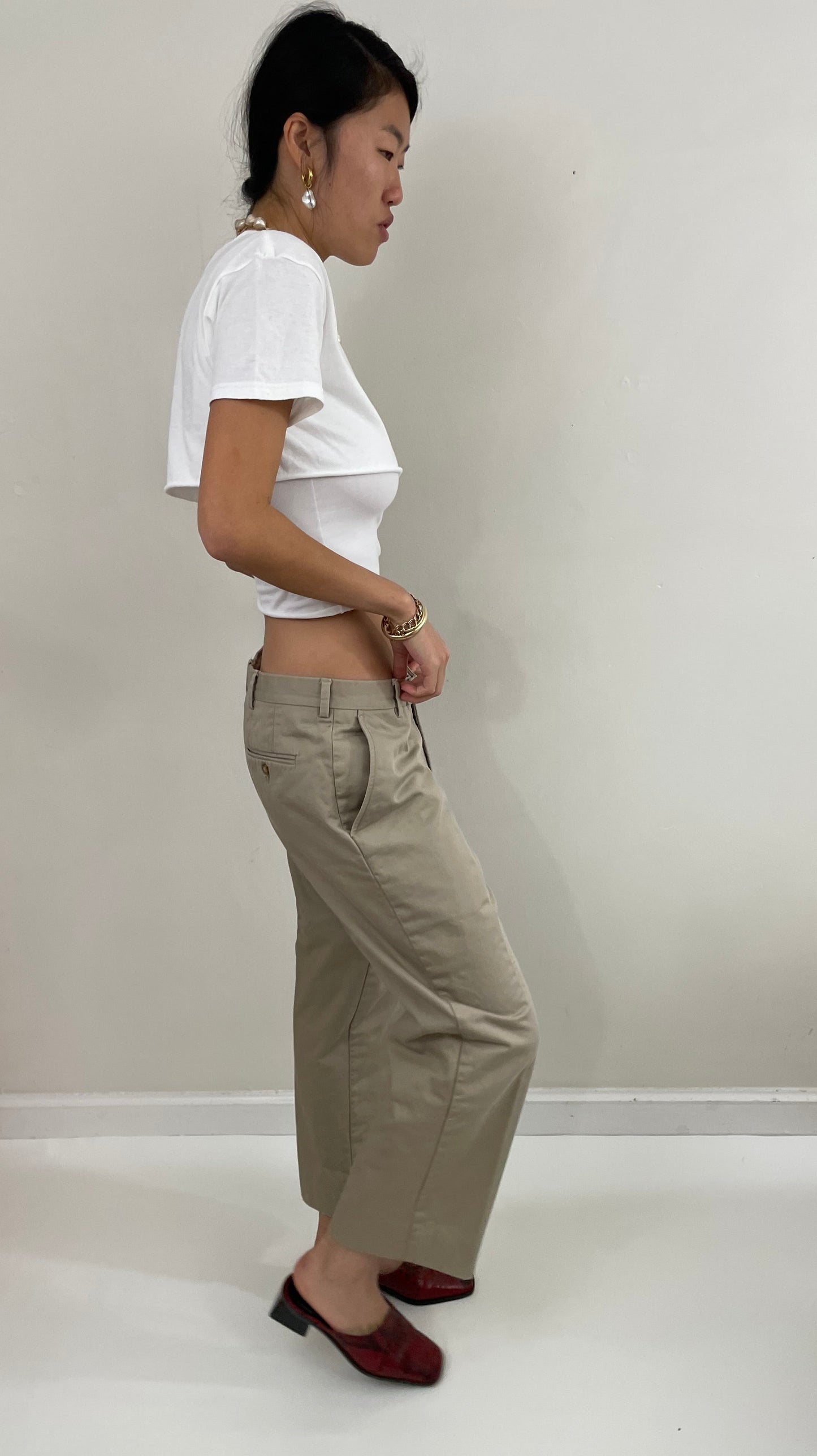 Vintage 90s Flannel Lined Cotton Khaki Chinos Cozy Preppy Insulated Pants 31