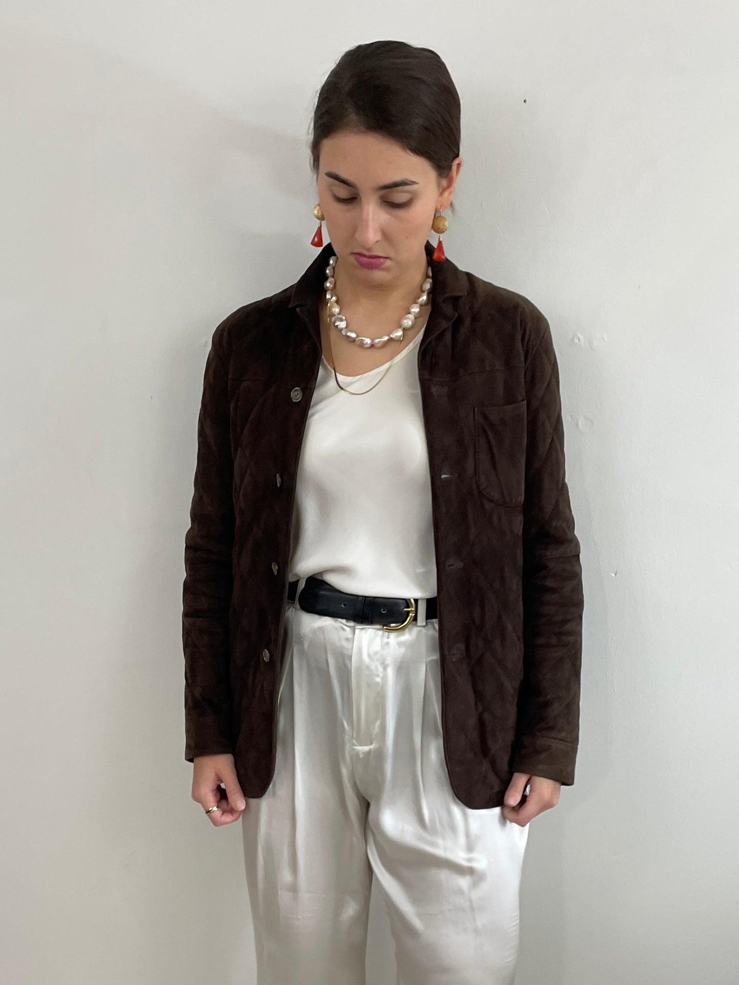 Vintage Paul Stuart Suede Jacket Quilted made in Italy 40