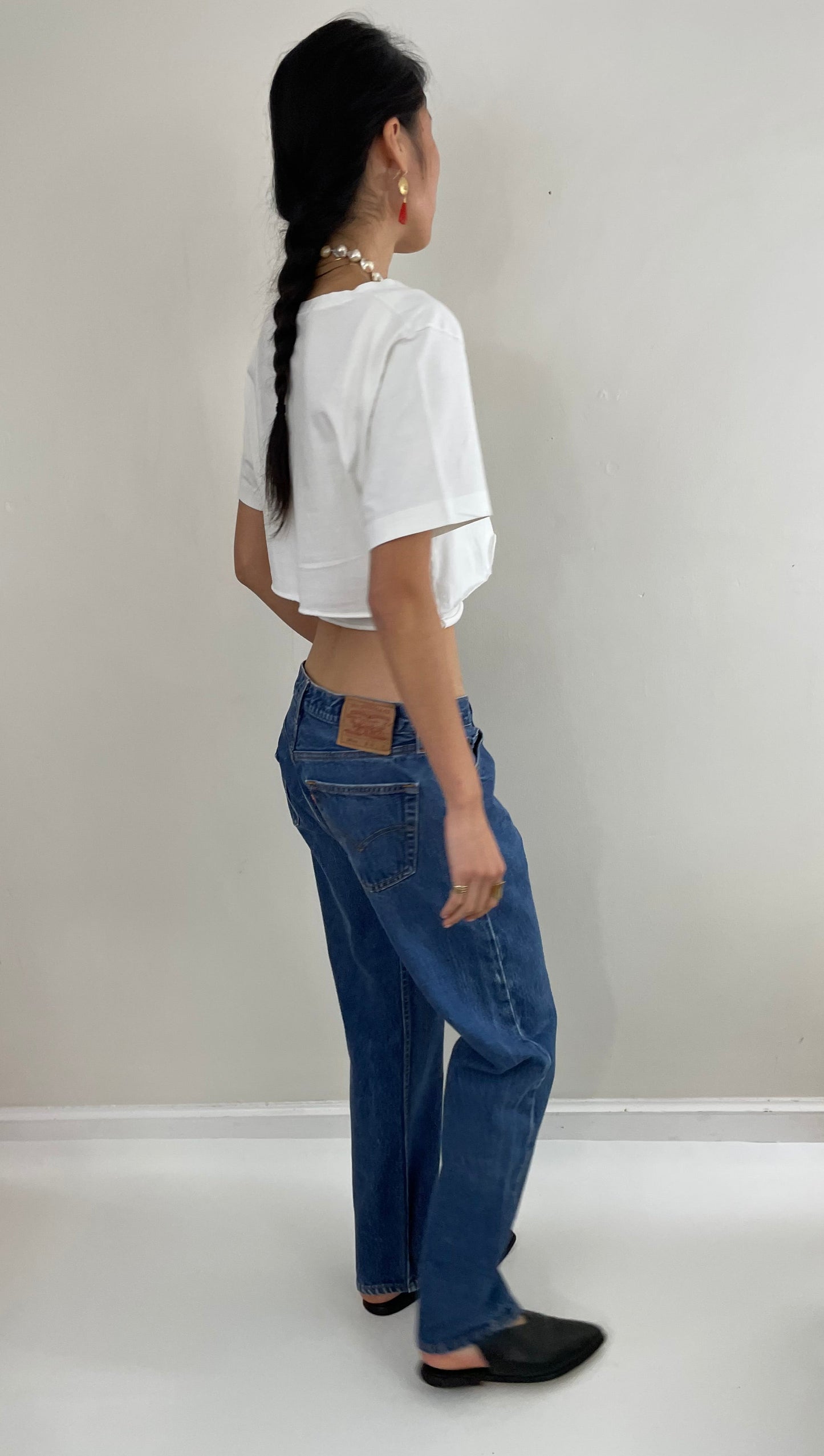 vintage 80s Levi's 501 faded button fly medium wash red tab Levis iconic jeans made in USA size 32 x 30
