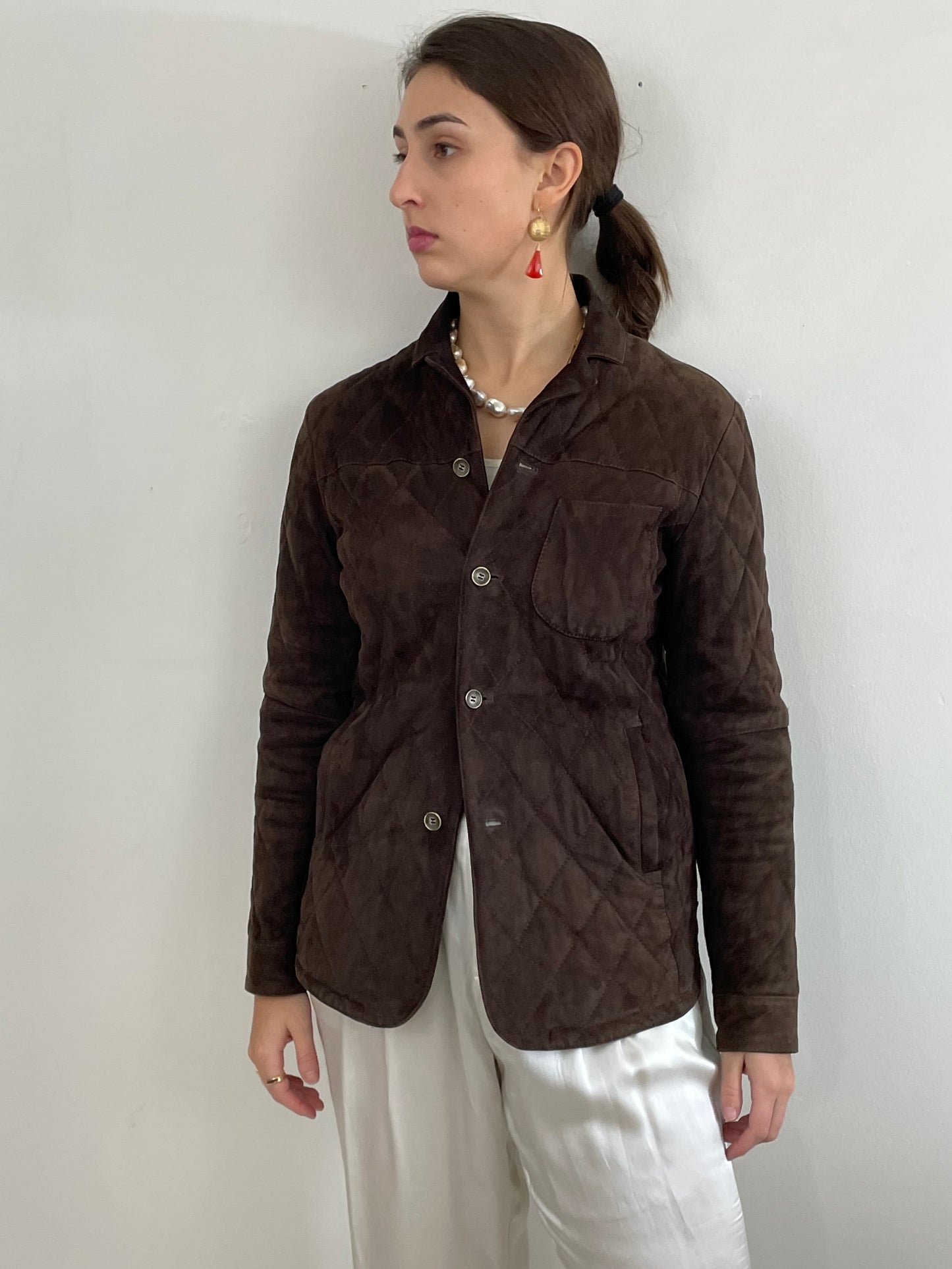 Vintage Paul Stuart Suede Jacket Quilted made in Italy 40
