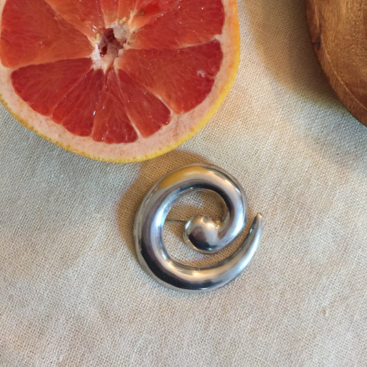 vintage 90s Taxco sterling silver 925 handcrafted large puffy modernist pendant brooch Mexico Taxco