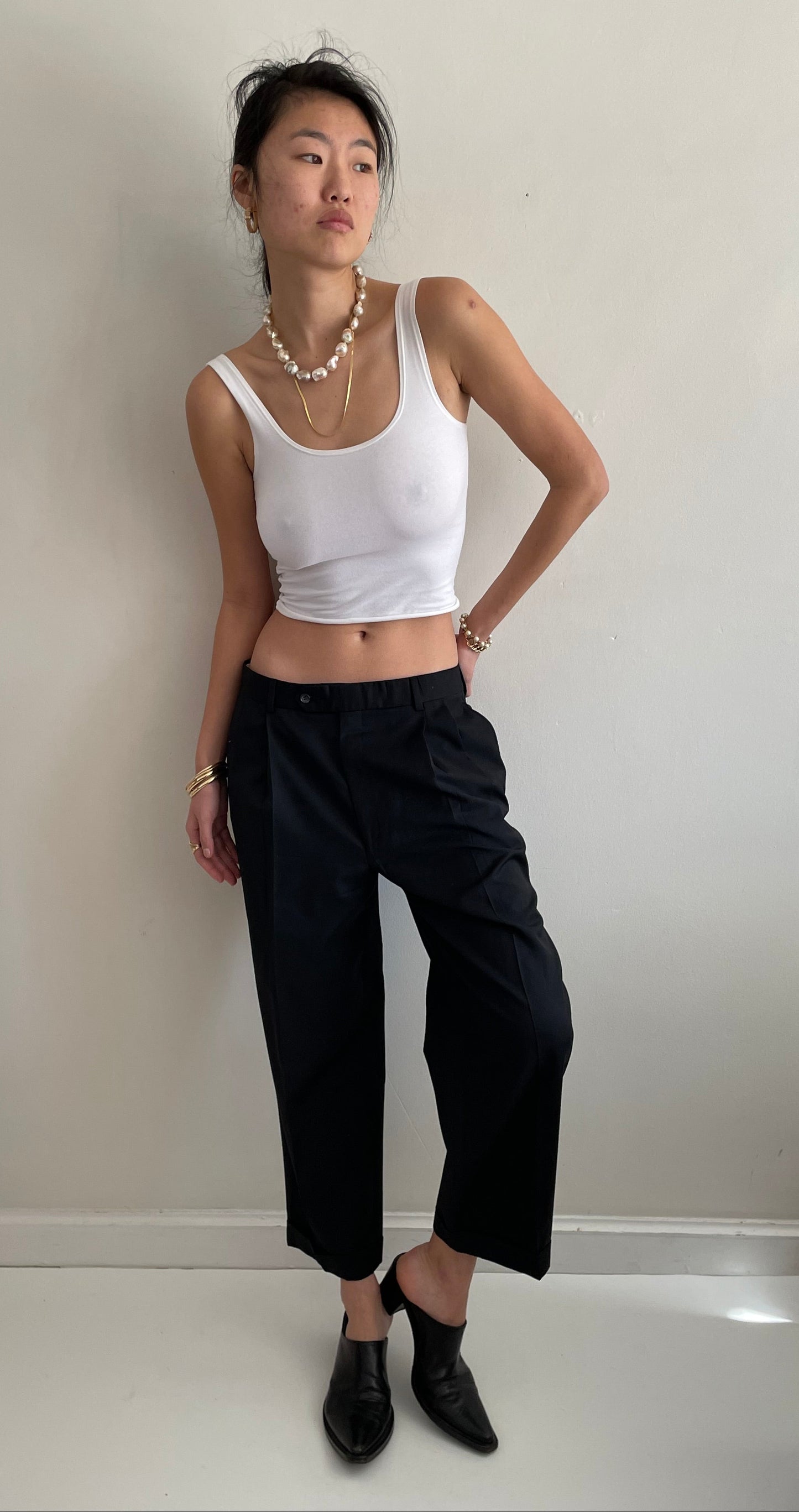 Vintage Pleated Wool Menswear Black Pants 32 waist