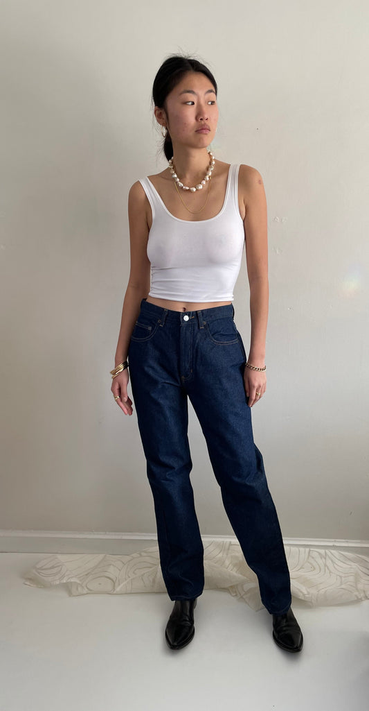 vintage 90s Gap dark wash high waisted classic button fly original GAP deadstock denim jeans USA deadstock | 27 Waist