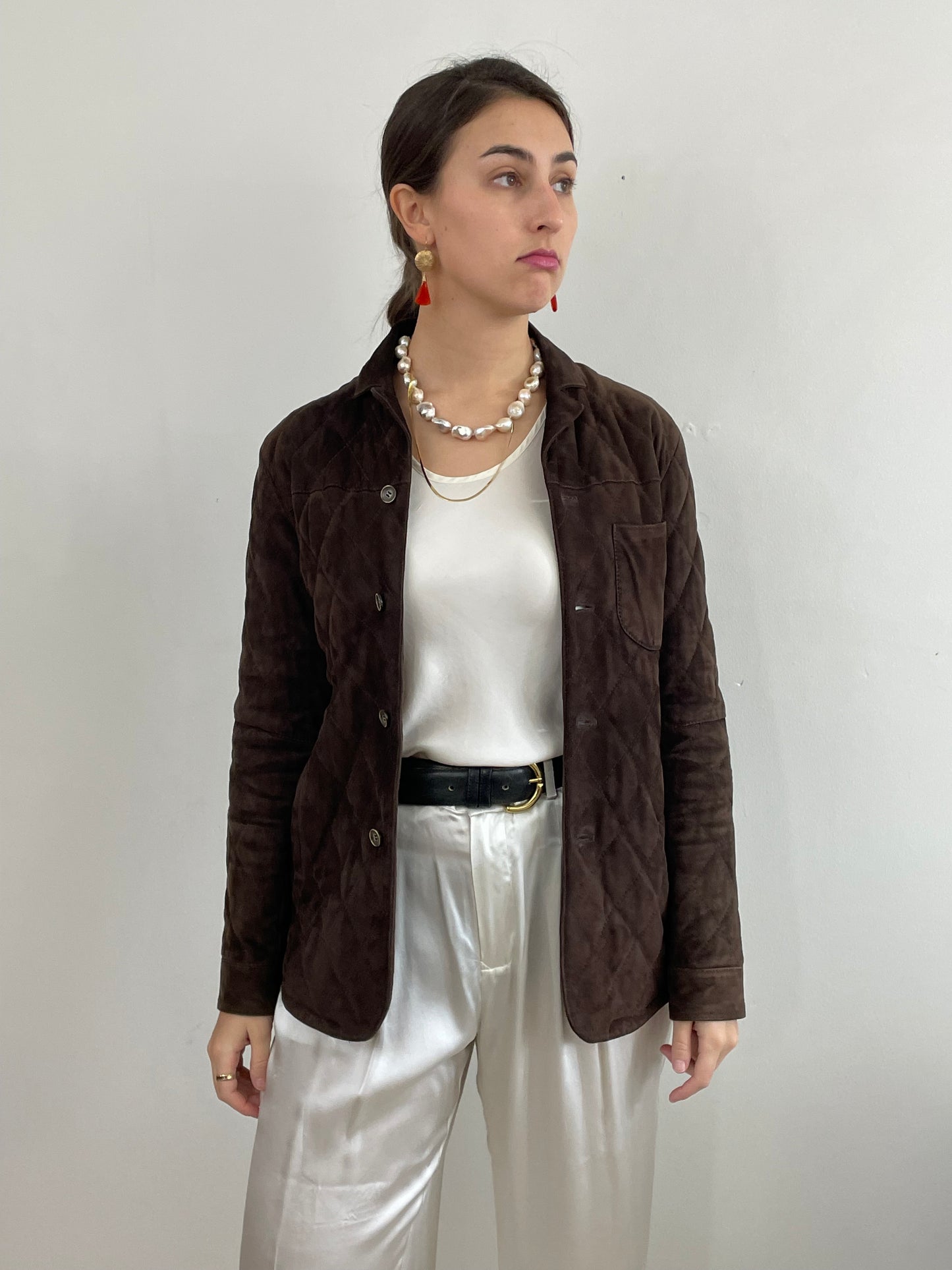 Vintage Paul Stuart Suede Jacket Quilted made in Italy 40