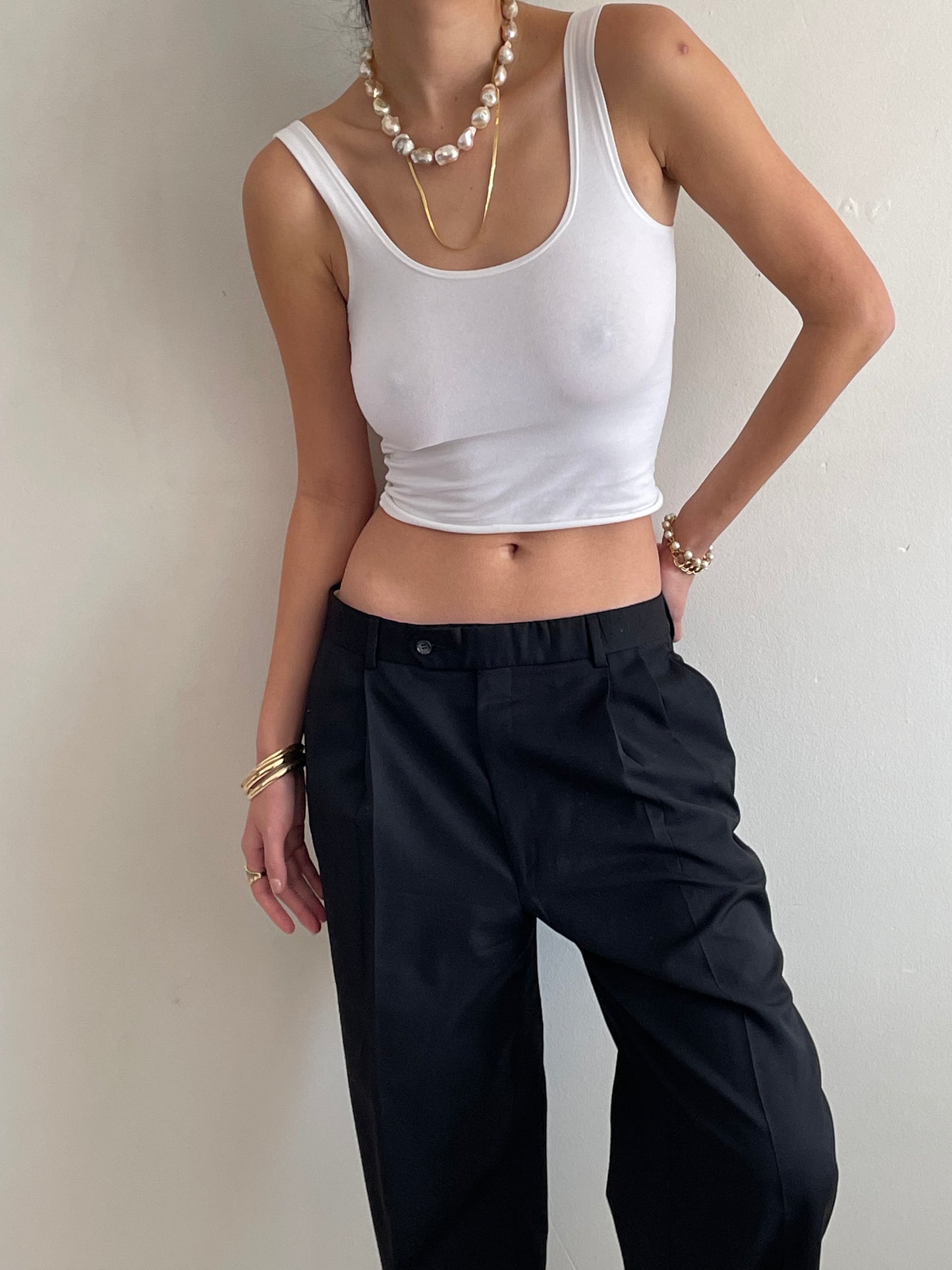 Vintage Pleated Wool Menswear Black Pants 32 waist