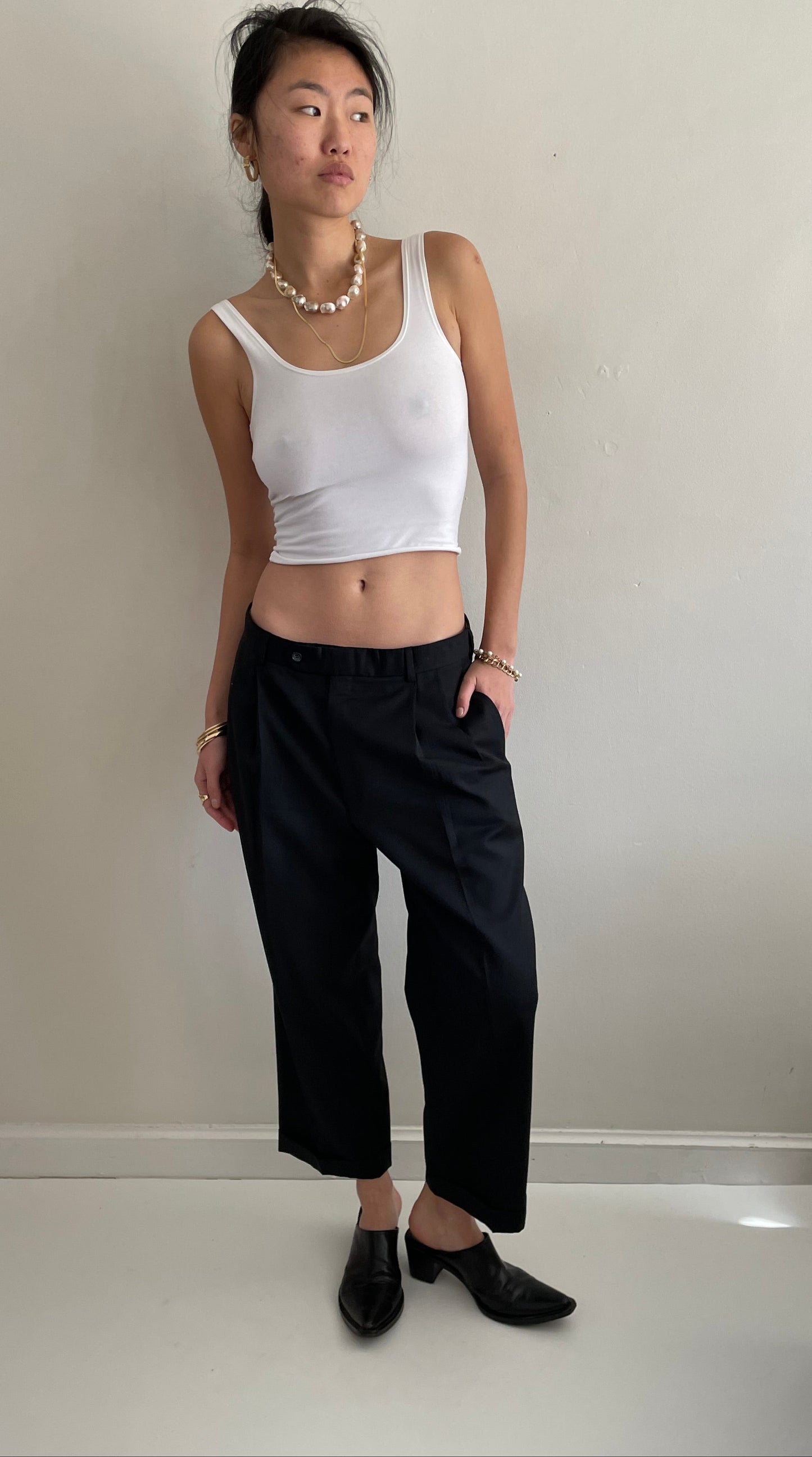 Vintage Pleated Wool Menswear Black Pants 32 waist