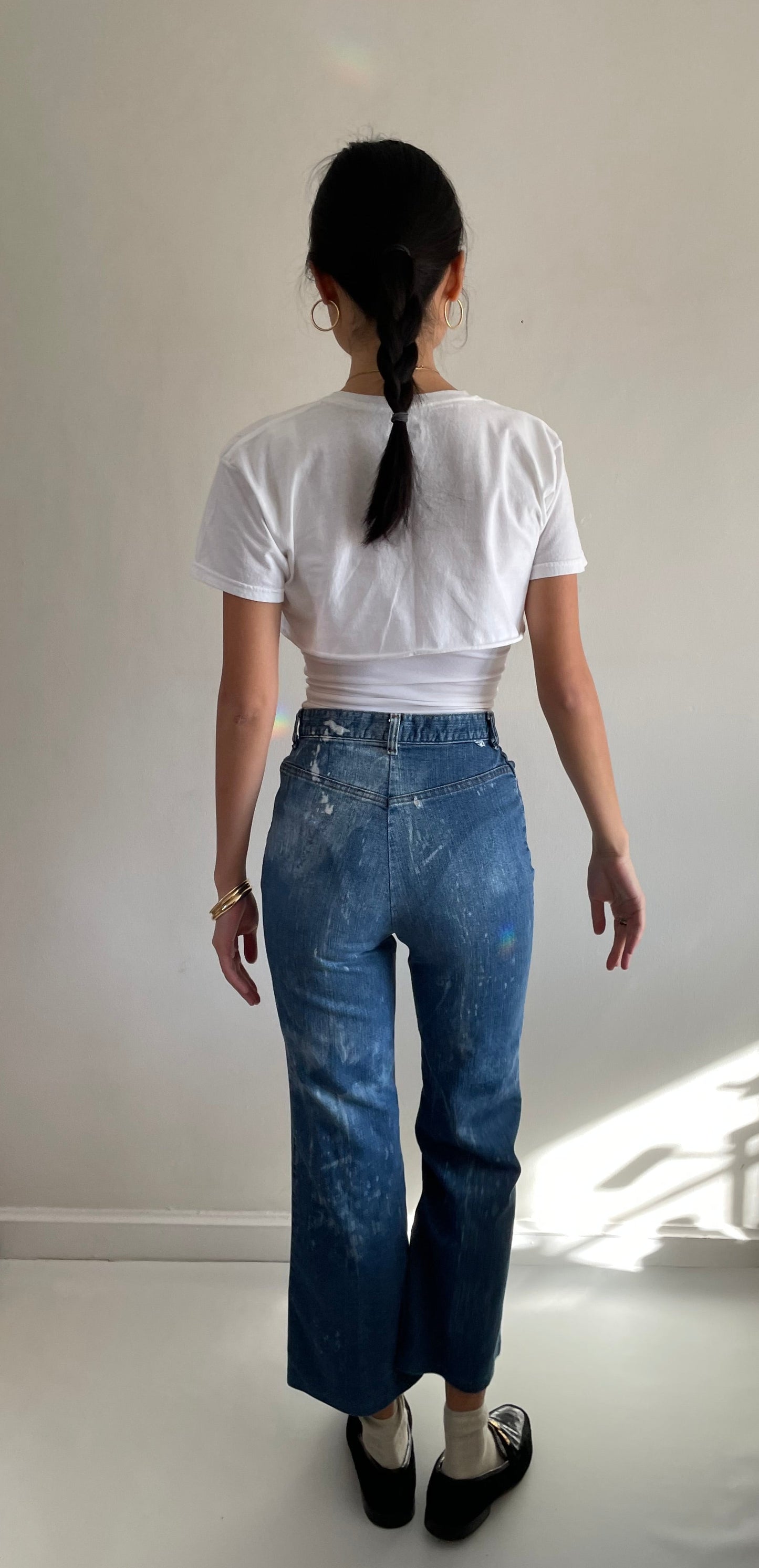 70s Levi's faded flared leg high waisted Levis jeans small size 25 XS