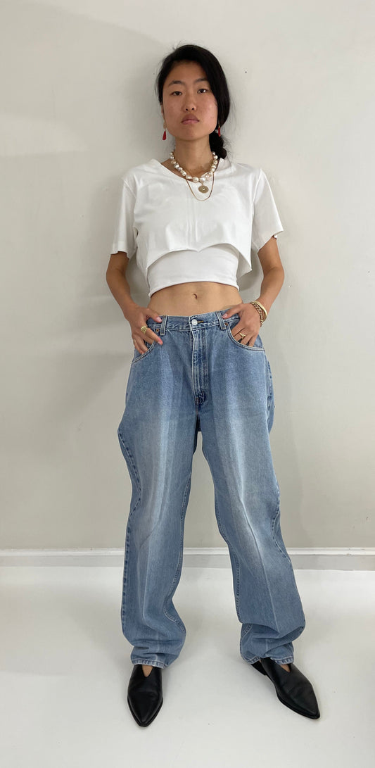 Vintage Levis 550 Baggy Faded Light Wash Zipper Tall Levis Dad Jeans 36x33