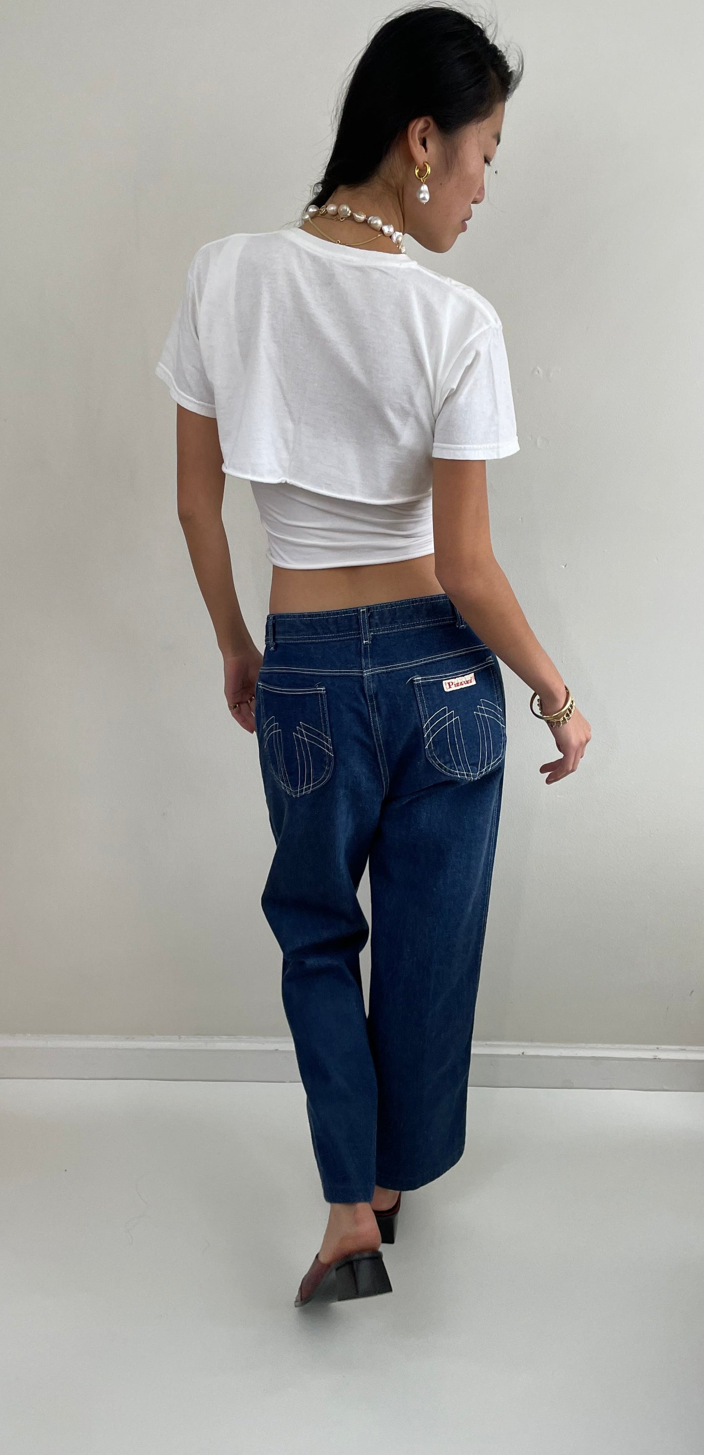 Vintage 80s Wide Leg High Waisted Medium Wash Disco Pizzazz Jeans Pizzazz 30
