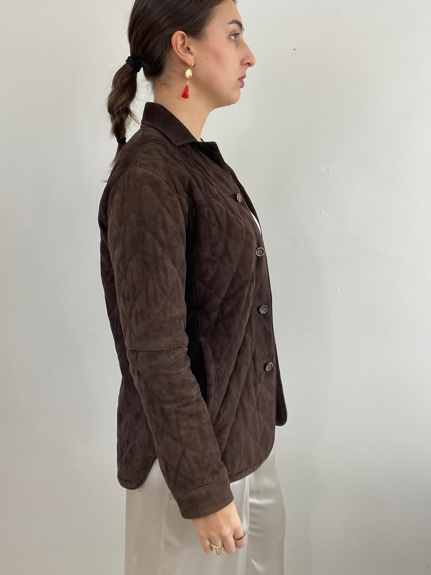 Vintage Paul Stuart Suede Jacket Quilted made in Italy 40