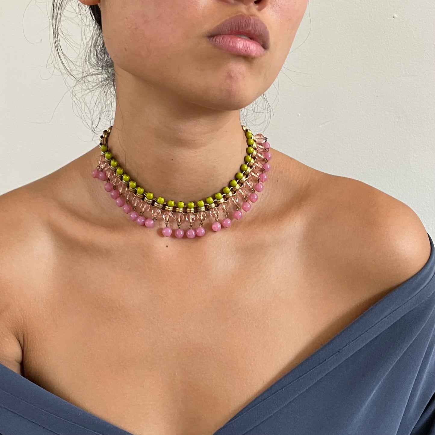 vintage Miriam Haskell beaded charm choker necklace | vintage jewelry