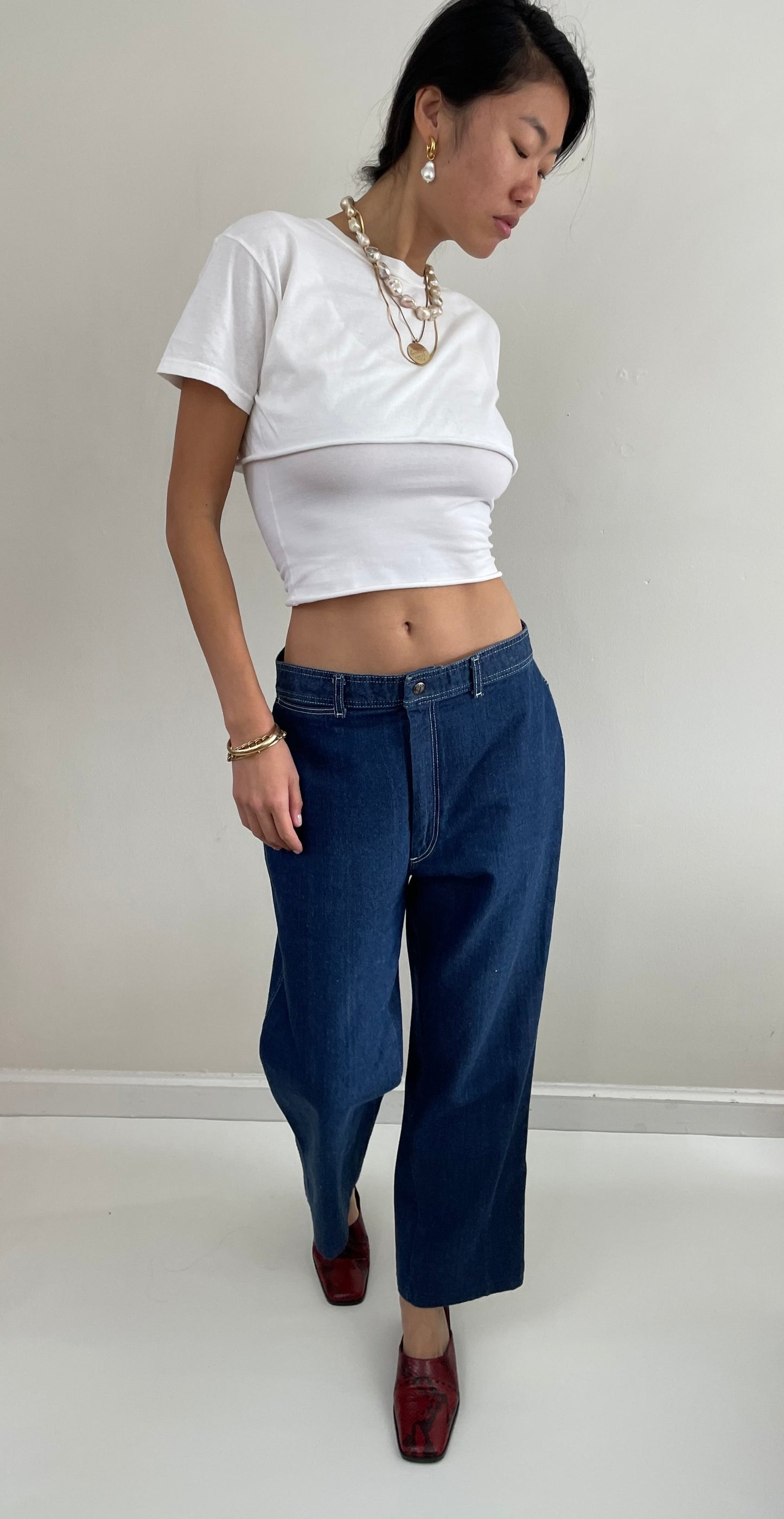 Vintage 80s Wide Leg High Waisted Medium Wash Disco Pizzazz Jeans Pizzazz 30