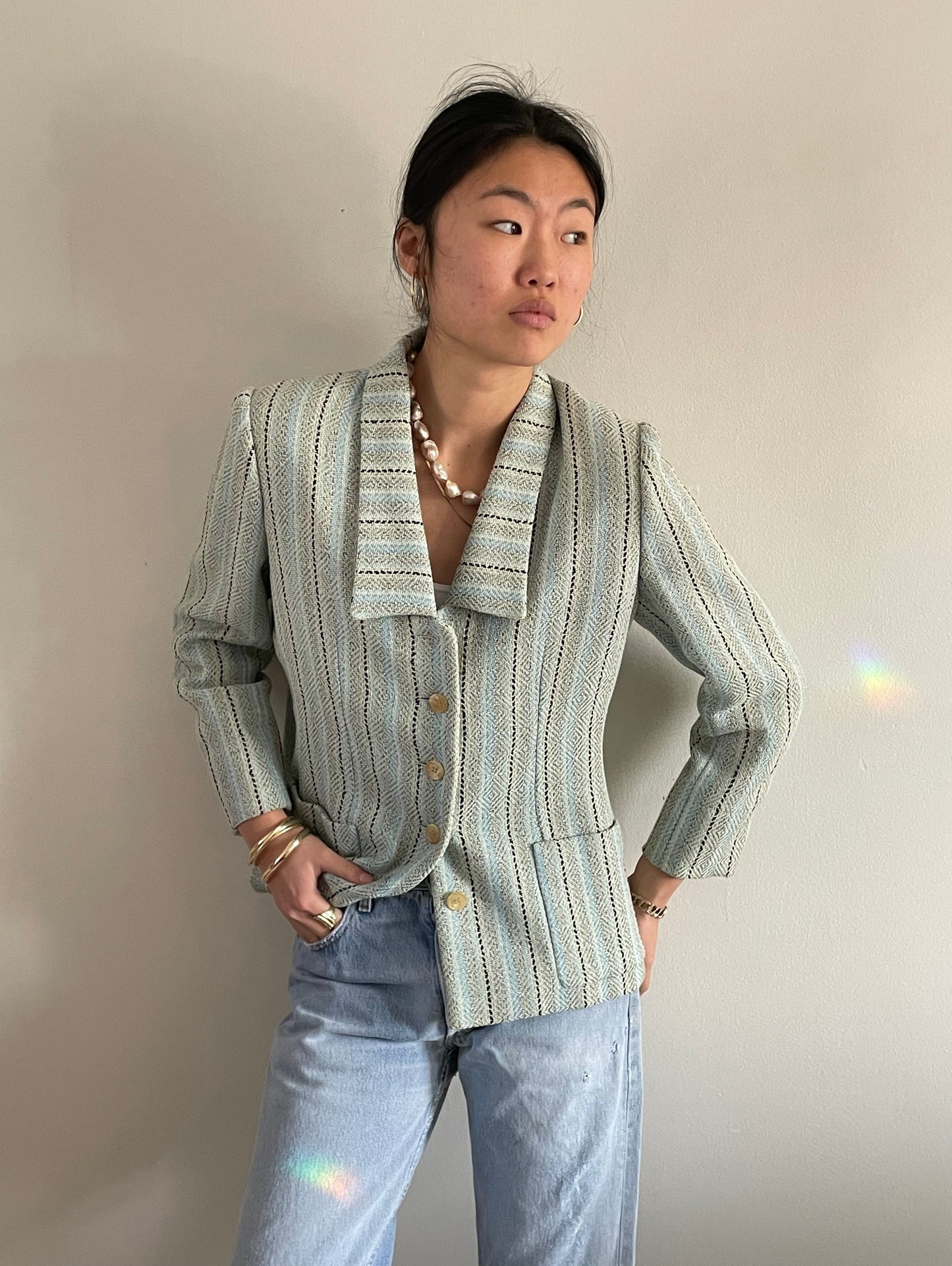 vintage Bill Blass woven cropped blazer