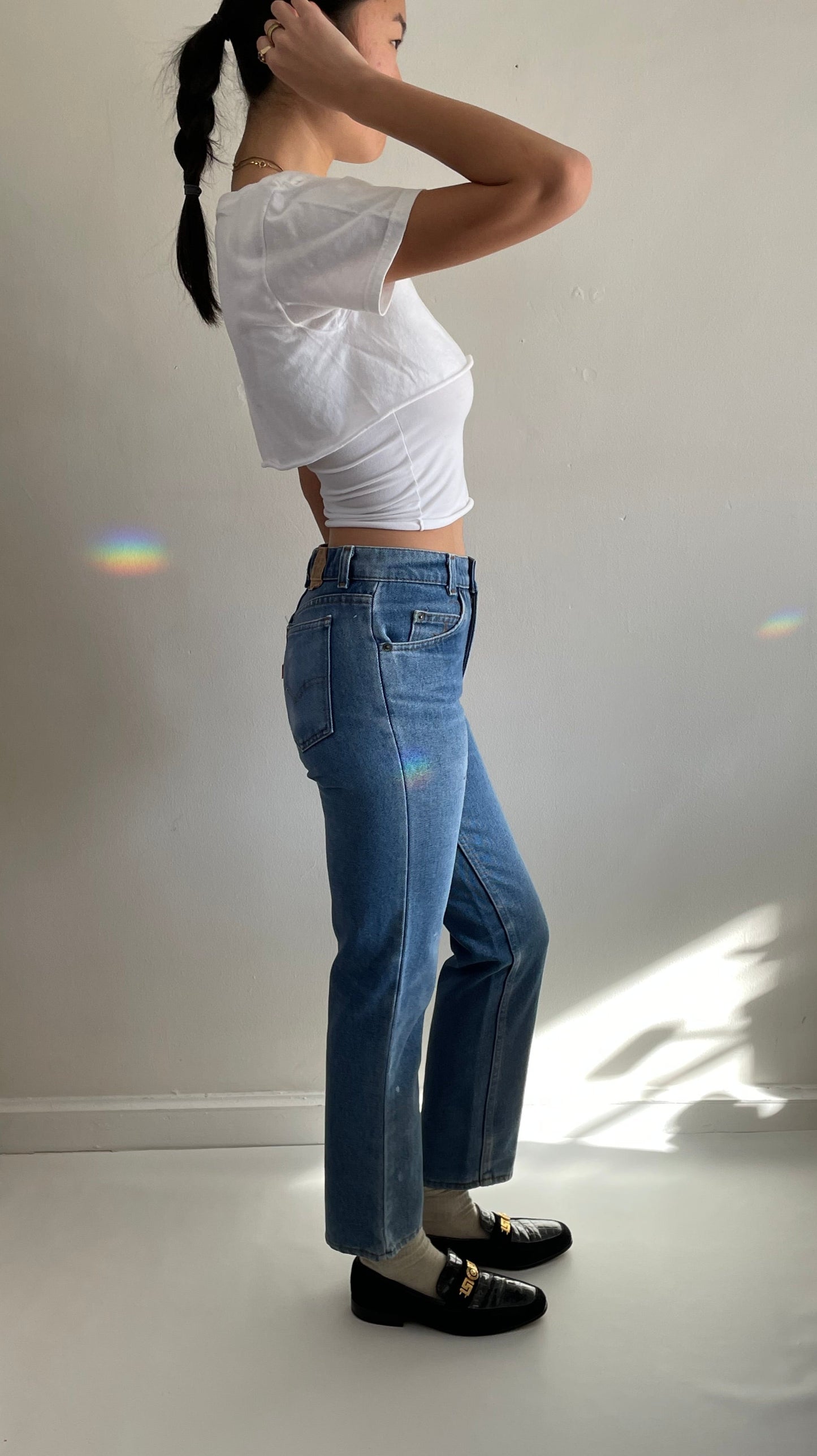 70s Levi's orange tab high waisted Levis jeans small student size 27 XS