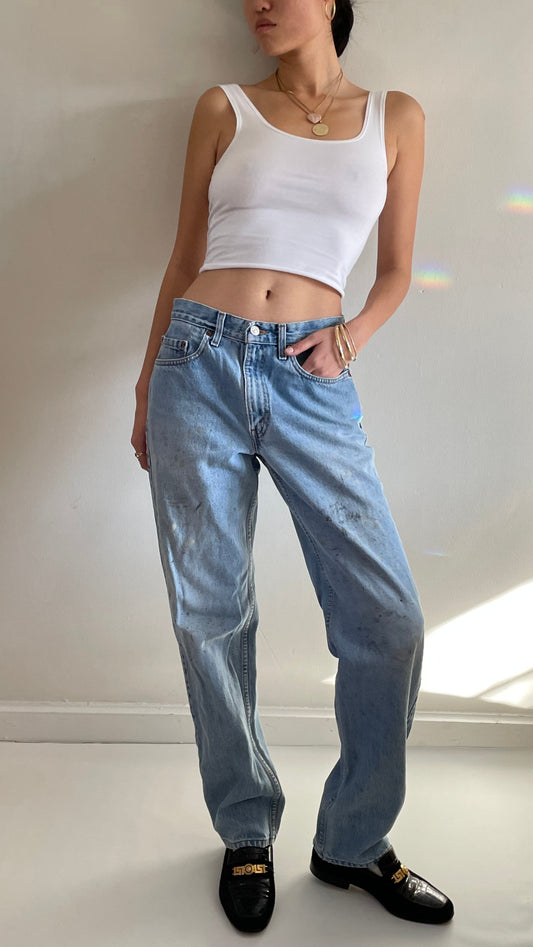 vintage Levi's 550 slouchy boyfriend high waisted faded light wash zipper tall Levis jeans size 29