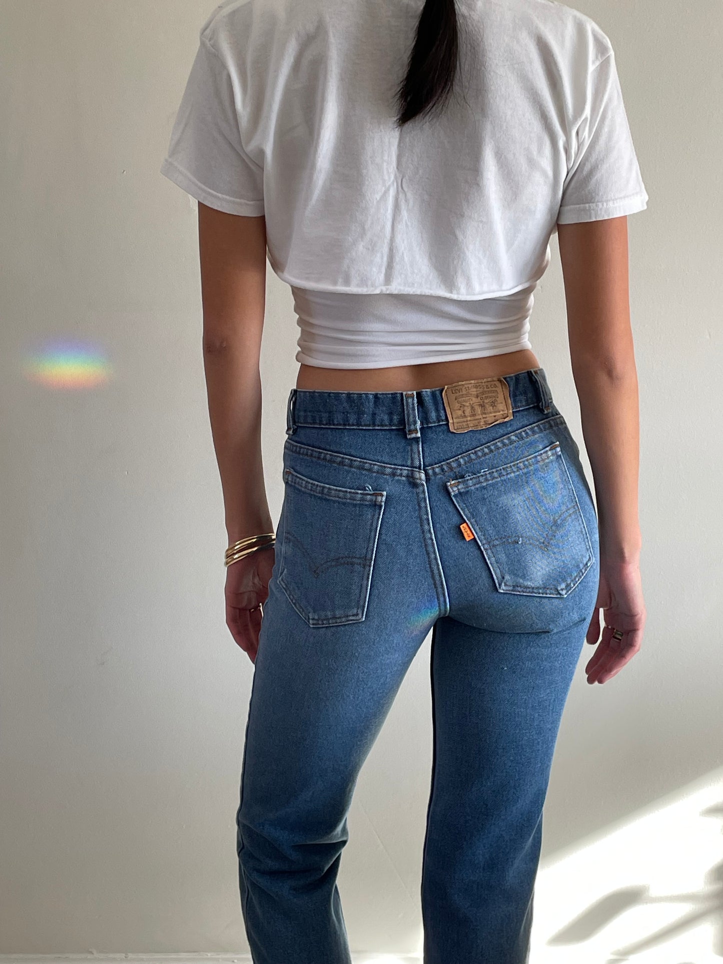 70s Levi's orange tab high waisted Levis jeans small student size 27 XS