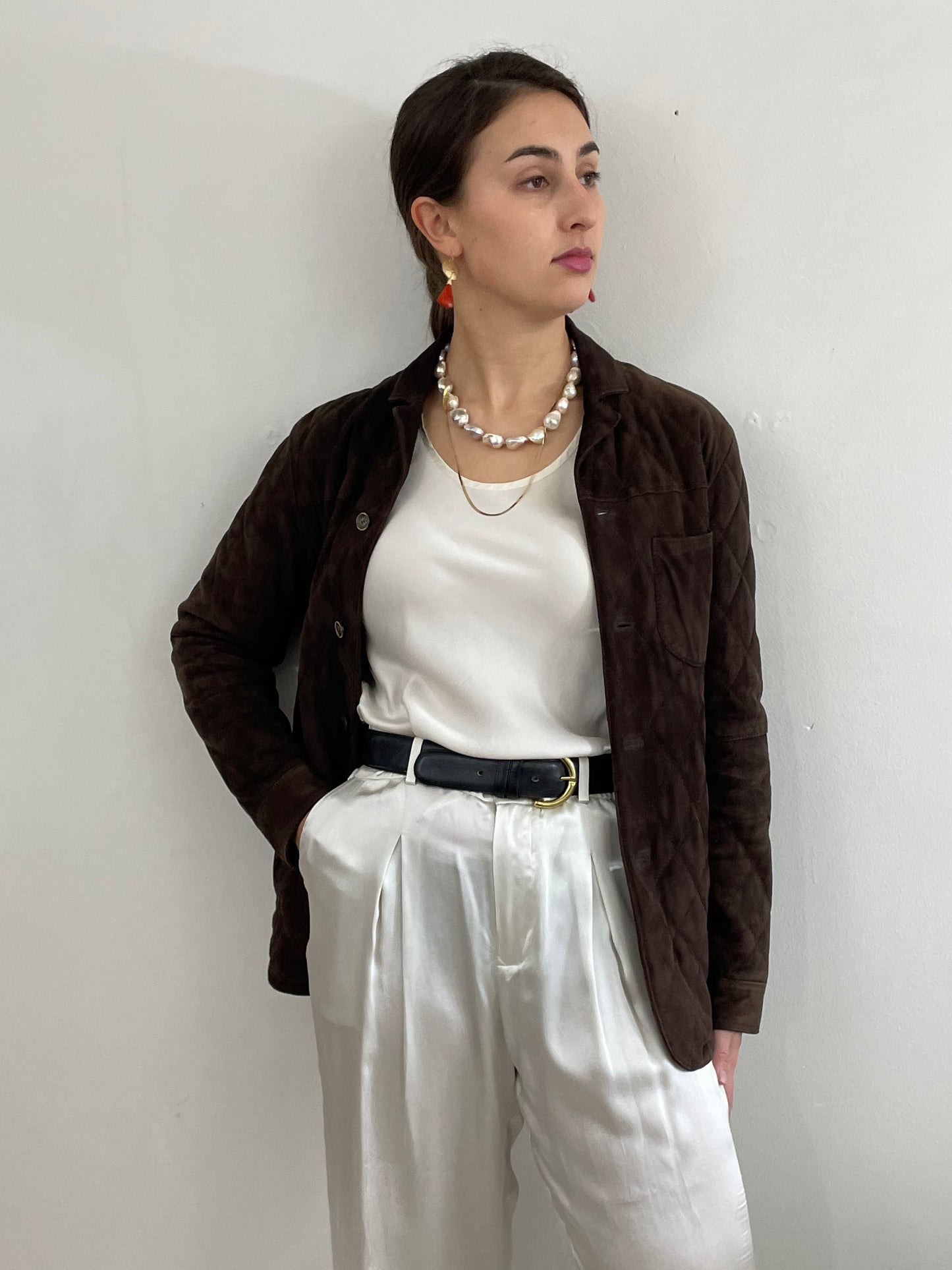 Vintage Paul Stuart Suede Jacket Quilted made in Italy 40