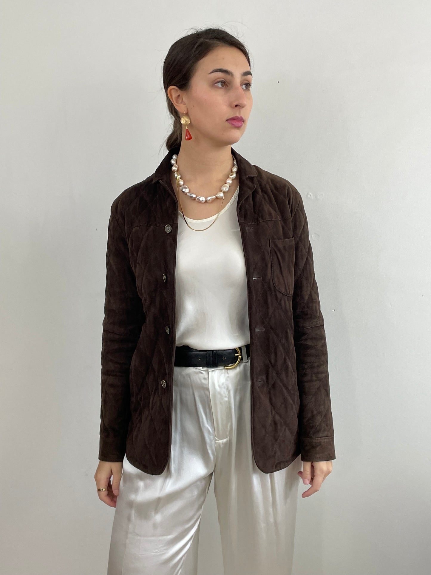 Vintage Paul Stuart Suede Jacket Quilted made in Italy 40