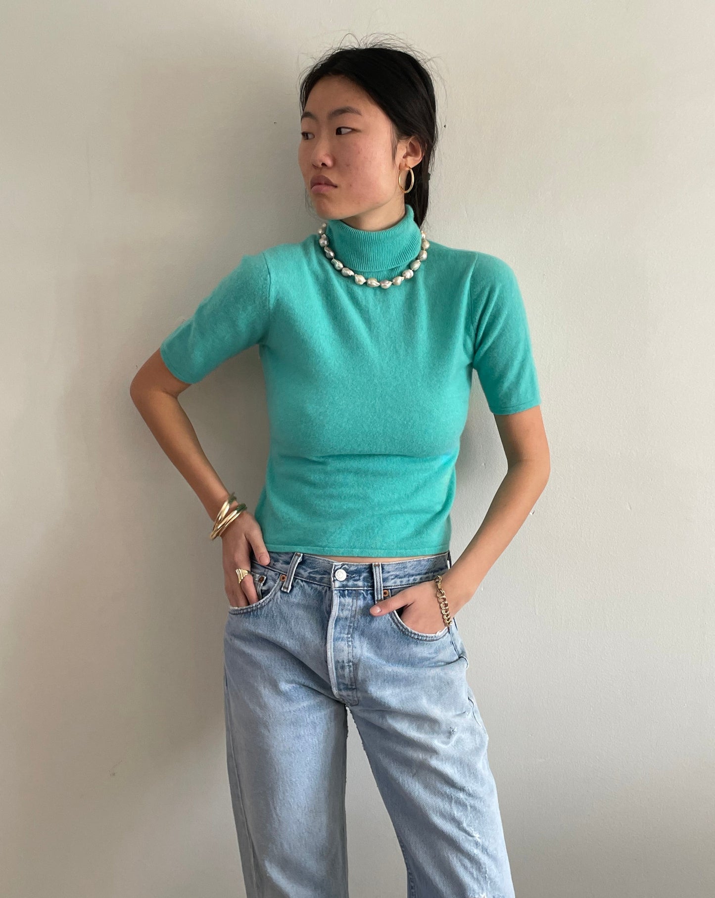 vintage cashmere short sleeve sweater