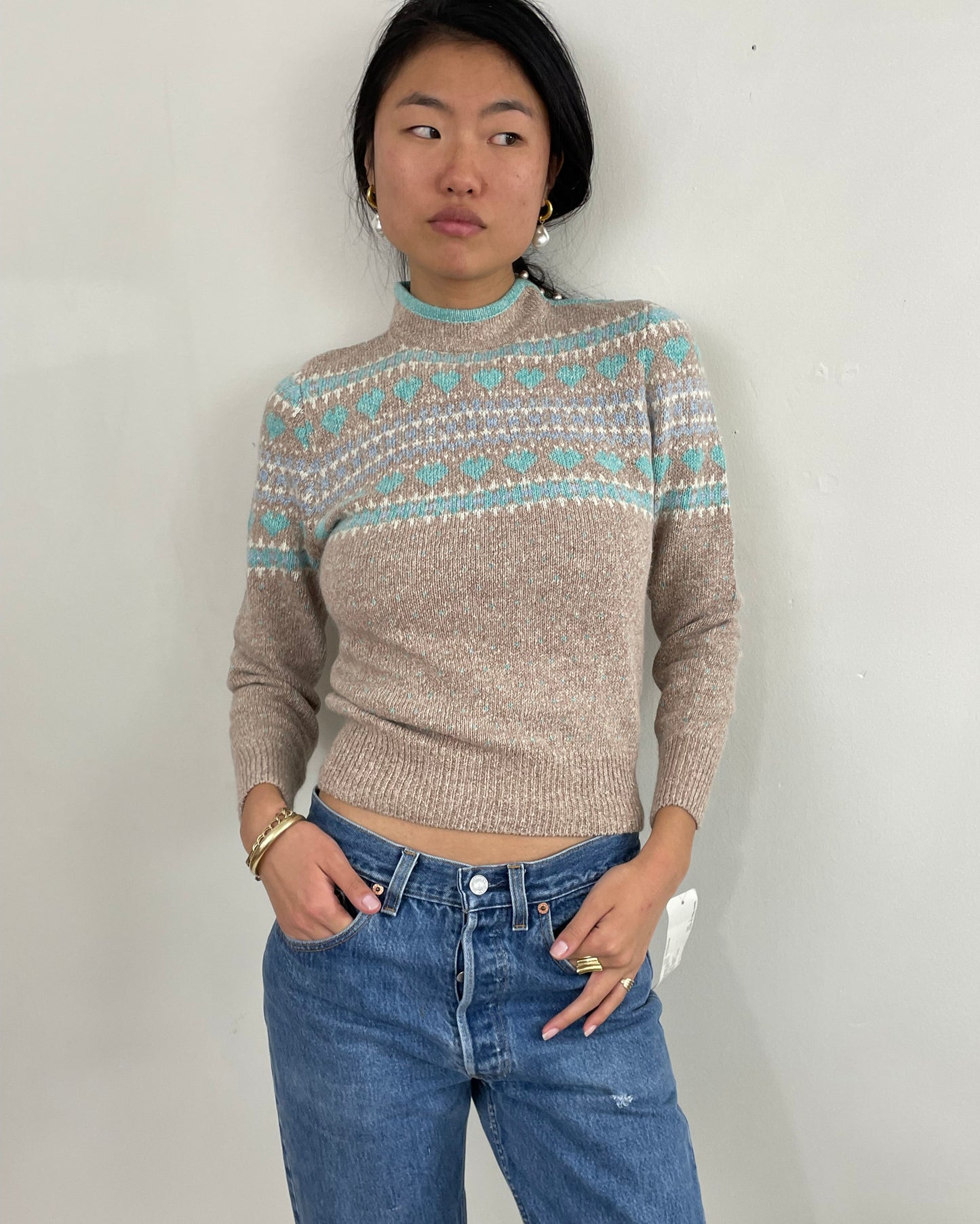 Vintage NWT Fair Isle Cottage Core Silk Blend Sweater Small