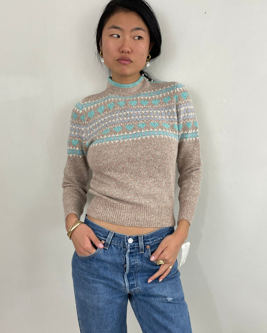 Vintage NWT Fair Isle Cottage Core Silk Blend Sweater Small