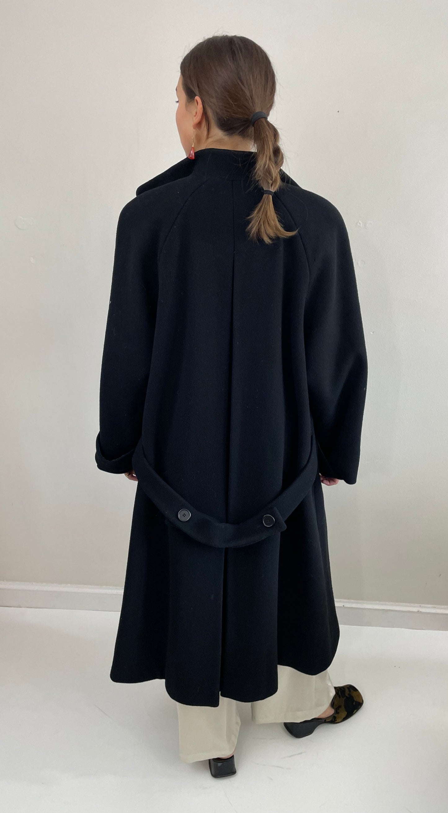 Vintage 90s Perry Ellis Portfolio Long Wool Black Overcoat Winter Medium