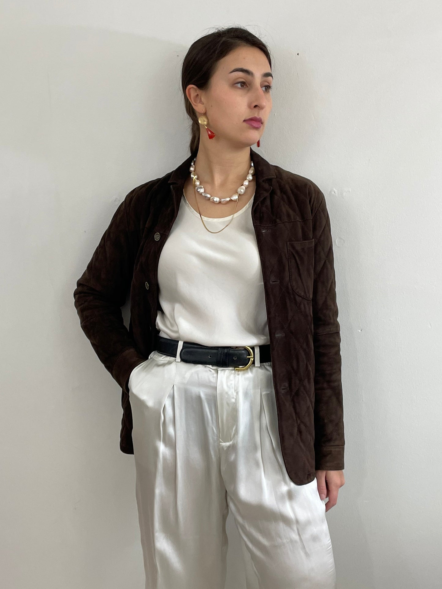Vintage Paul Stuart Suede Jacket Quilted made in Italy 40