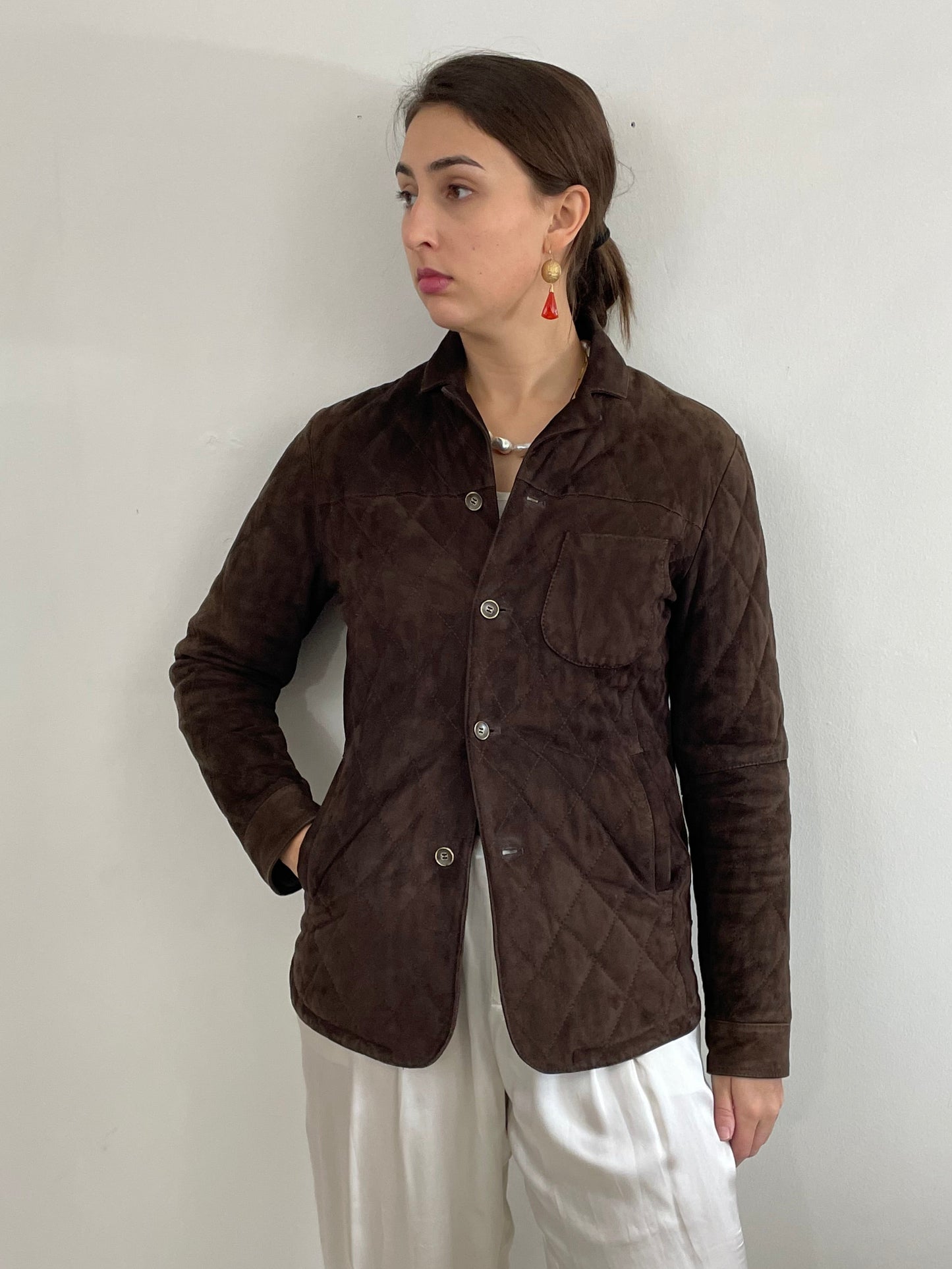 Vintage Paul Stuart Suede Jacket Quilted made in Italy 40