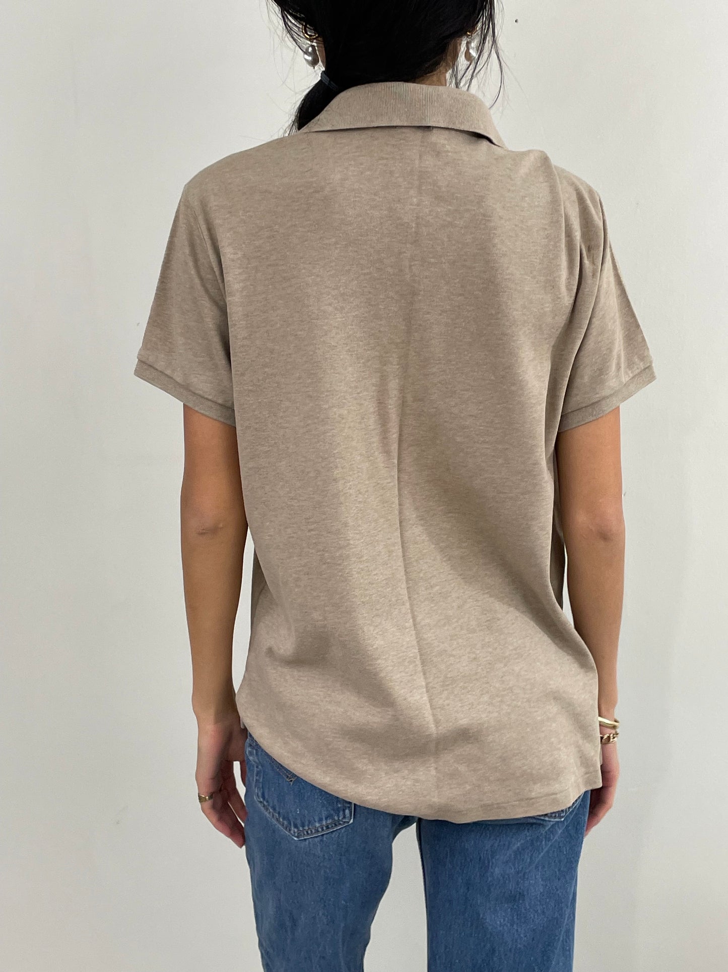 Vintage Y2K Ralph Lauren Oatmeal Cotton Boyfriend Polo Shirt