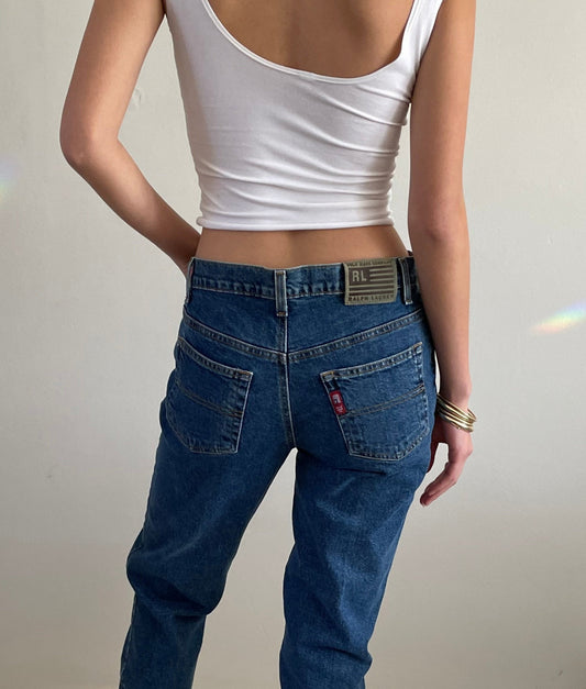 vintage 90s Ralph Lauren cropped capri ankle zip jeans size 29 waist