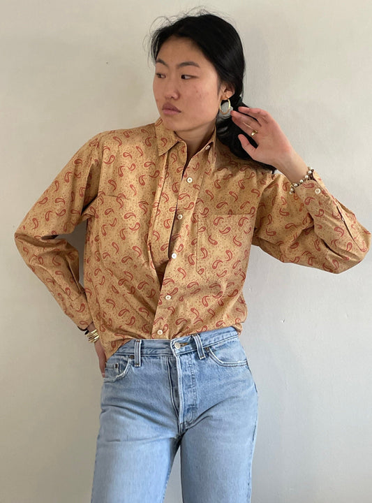 vintage calvin klein cotton paisley over shirt blouse
