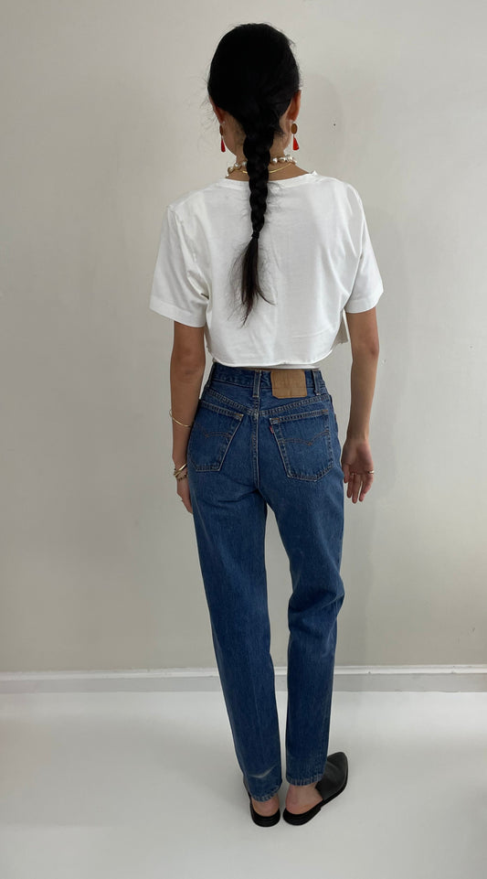 vintage Levis 501 button fly high waisted faded petite womens Levis jeans made in USA size 25 x 31