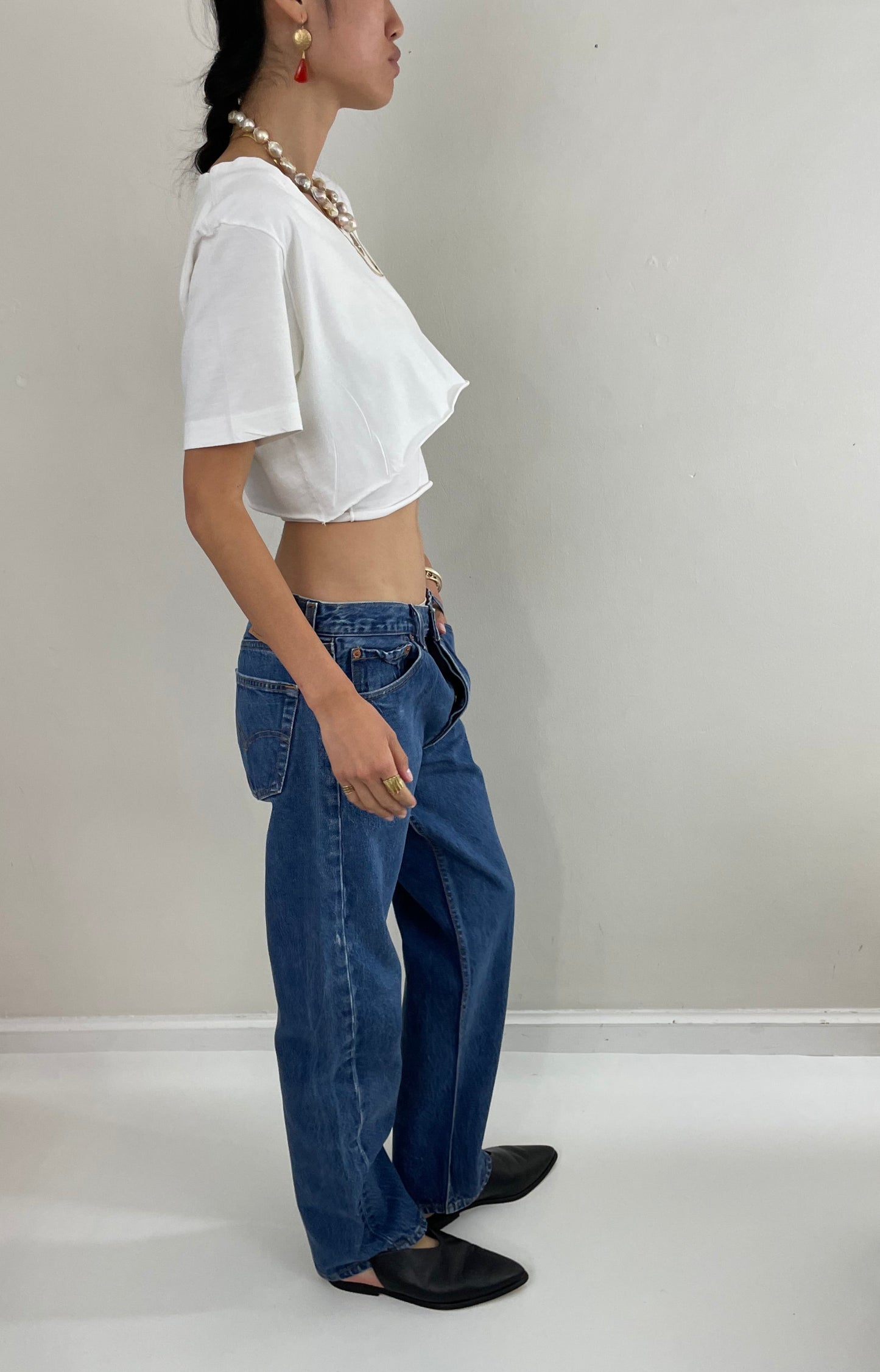 vintage 80s Levi's 501 faded button fly medium wash red tab Levis iconic jeans made in USA size 32 x 30