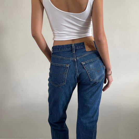 vintage Levi's 501 dark wash button fly soft boyfriend Levis jeans made in USA size 29