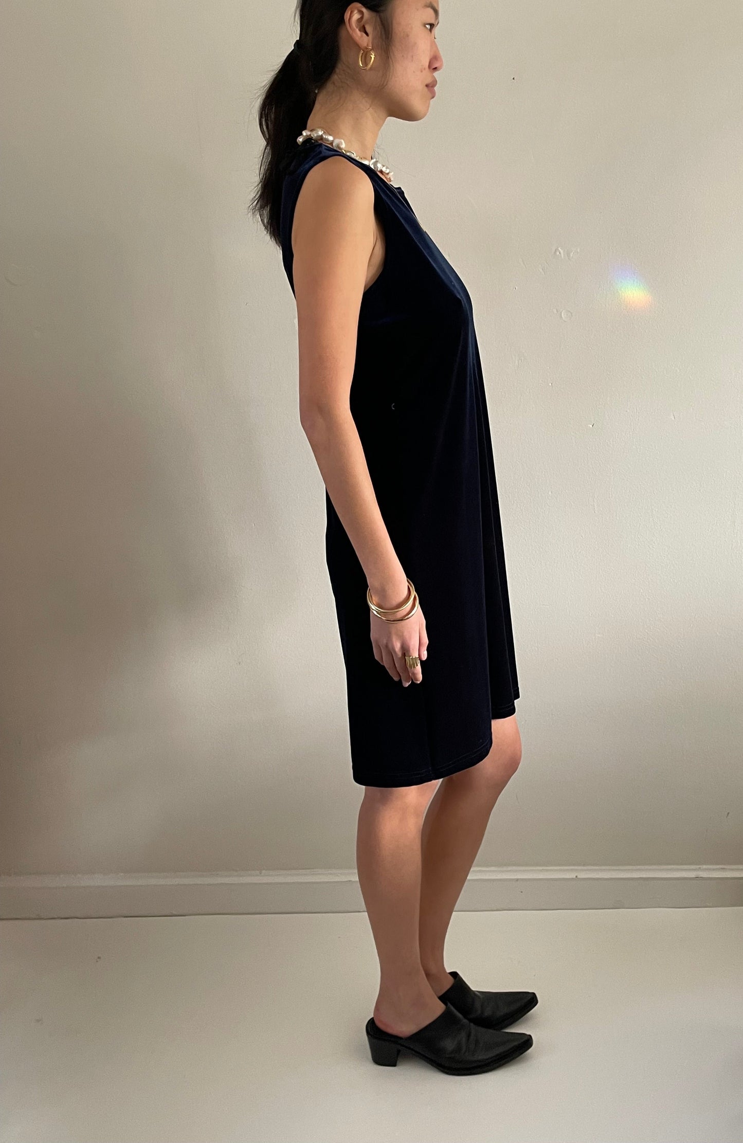 vintage 90s stretch velvet sleeveless easy t-shirt tank shift dress