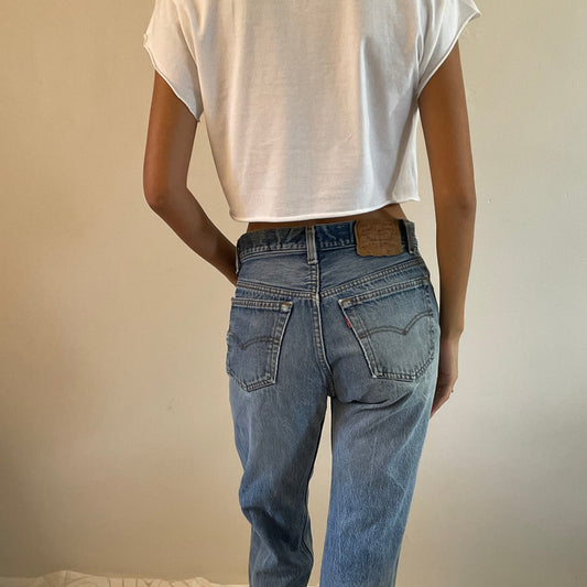 vintage 80s Levi's 501 soft faded torn button fly boyfriend Levis jeans size 30
