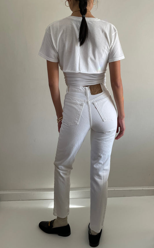 vintage 80s Levi's 501 white petite jeans XS size 24x32