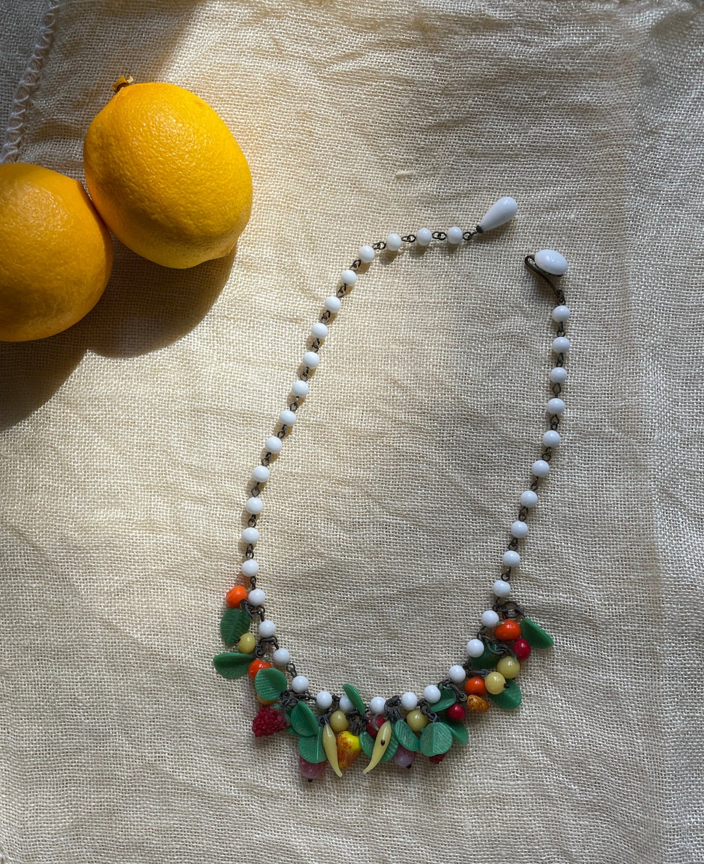 vintage glass fruit salad tutti frutti charm choker necklace made in Japan | vintage jewelry