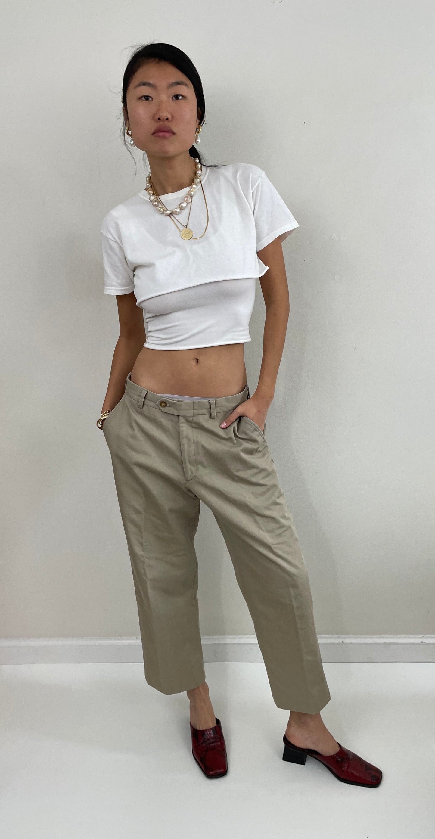 Vintage 90s Flannel Lined Cotton Khaki Chinos Cozy Preppy Insulated Pants 31