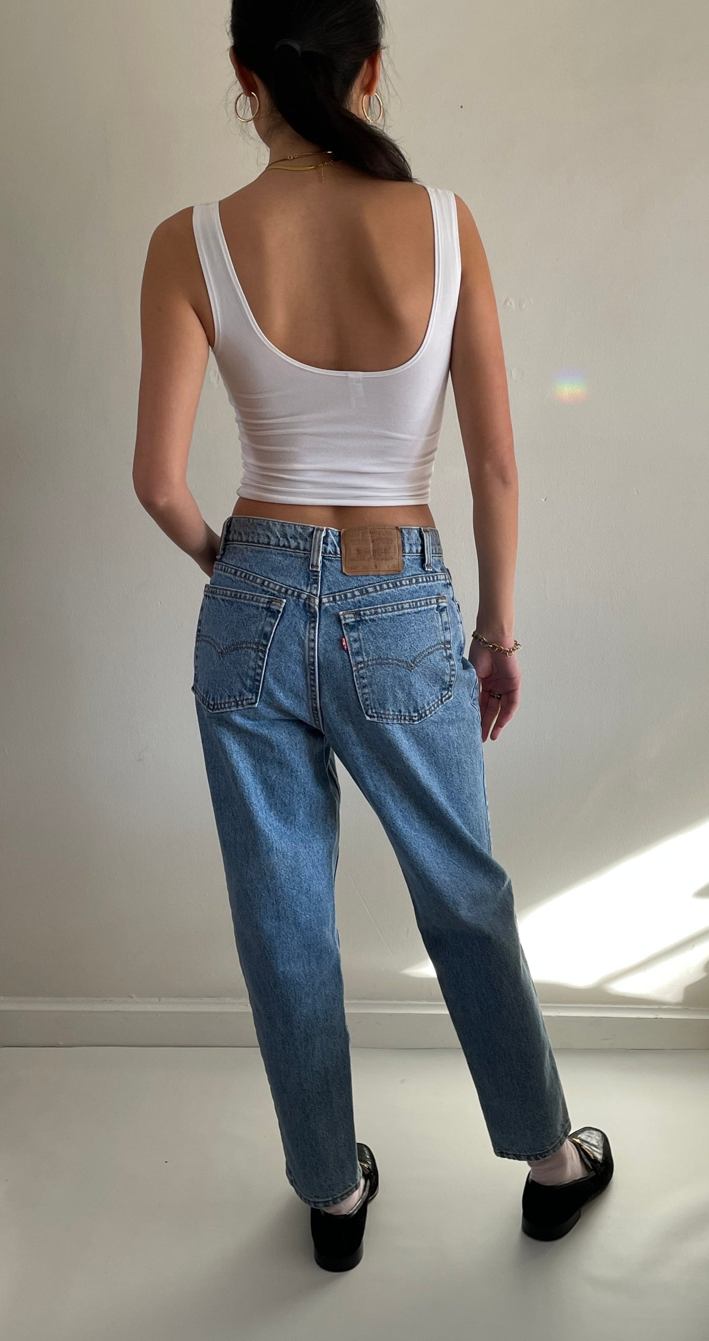 vintage Levis 512 / faded high waisted zipper fly medium wash Levis made in USA size 29