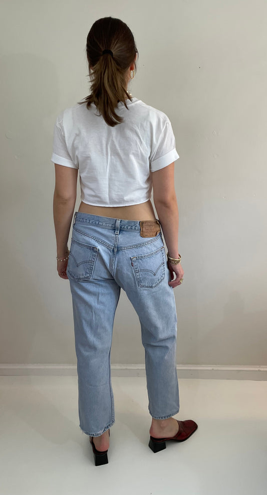 vintage 80s Levi's 501 faded button fly red tab shrink to fit Levis jeans USA size 32 x 30