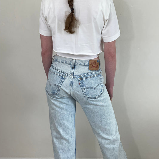 vintage Levi's 501 stone acid light wash button fly boyfriend Levis jeans made in USA size 29 x 31