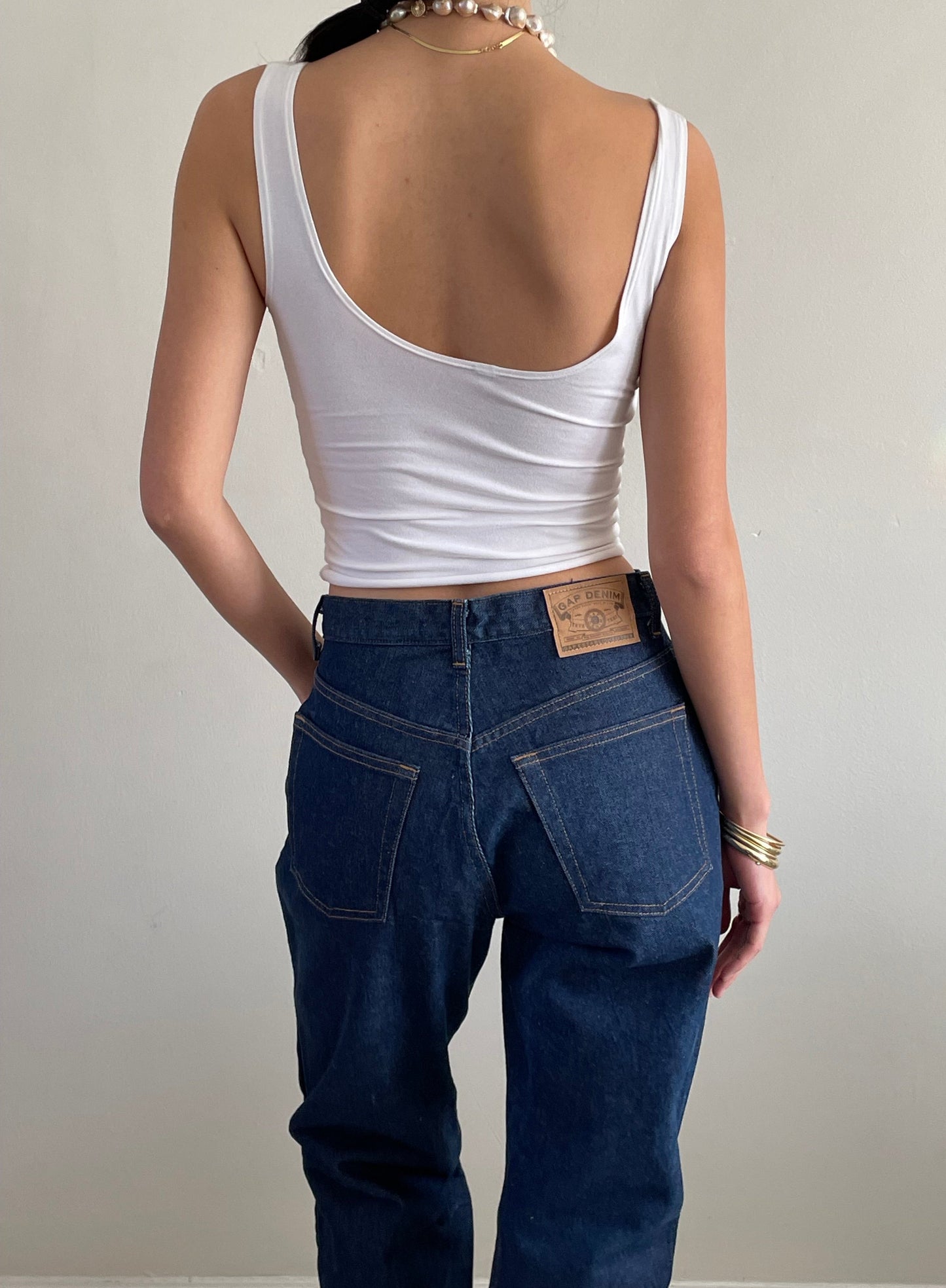 vintage 90s Gap dark wash high waisted classic button fly original GAP deadstock denim jeans USA deadstock | 27 Waist